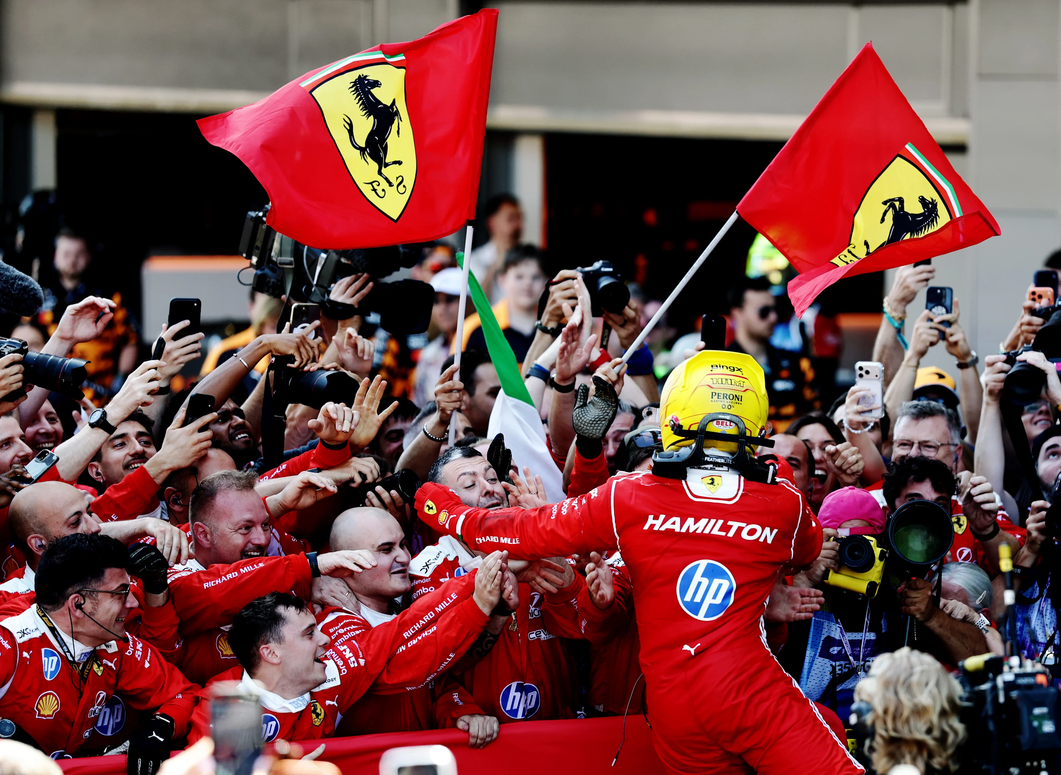BARCELONA, SPAIN - JUNE 14: Race winner Lewis Hamilton of Great Britain and Scuderia Ferrari