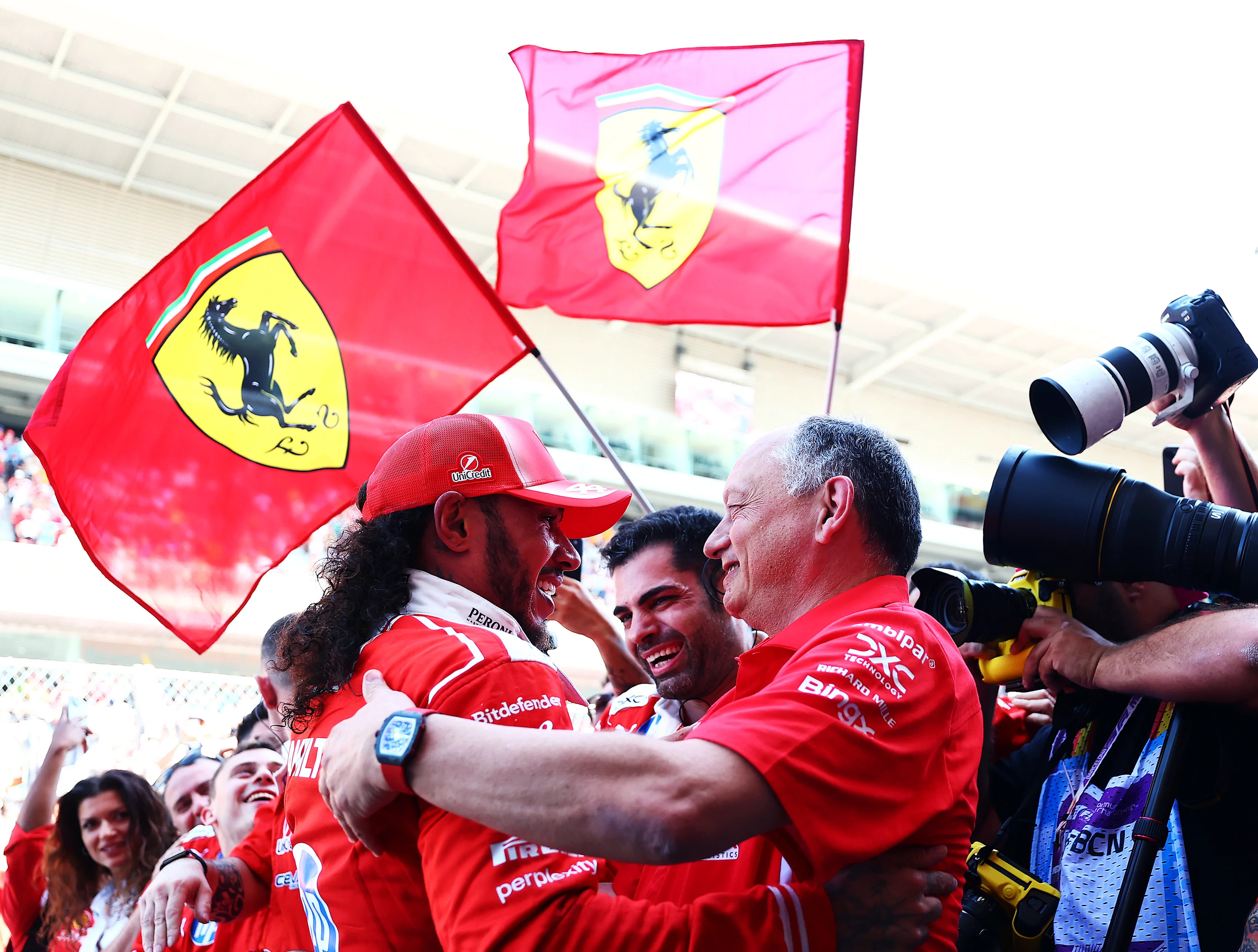 BARCELONA, SPAIN - JUNE 14: Race winner Lewis Hamilton of Great Britain and Scuderia Ferrari and