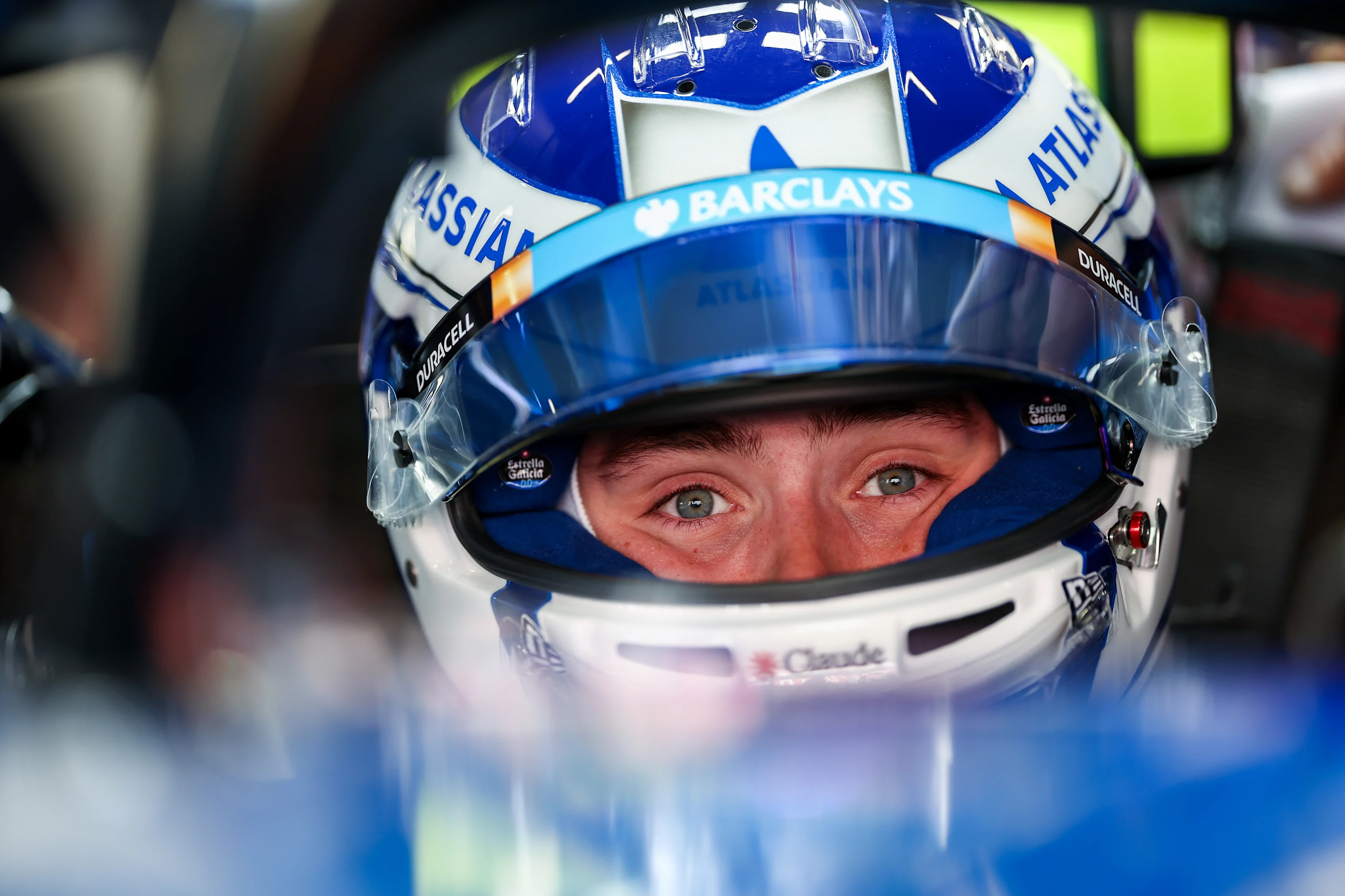 BARCELONA, SPAIN - JUNE 11: Luke Browning of Great Britain and Williams in his cockpit for a seat