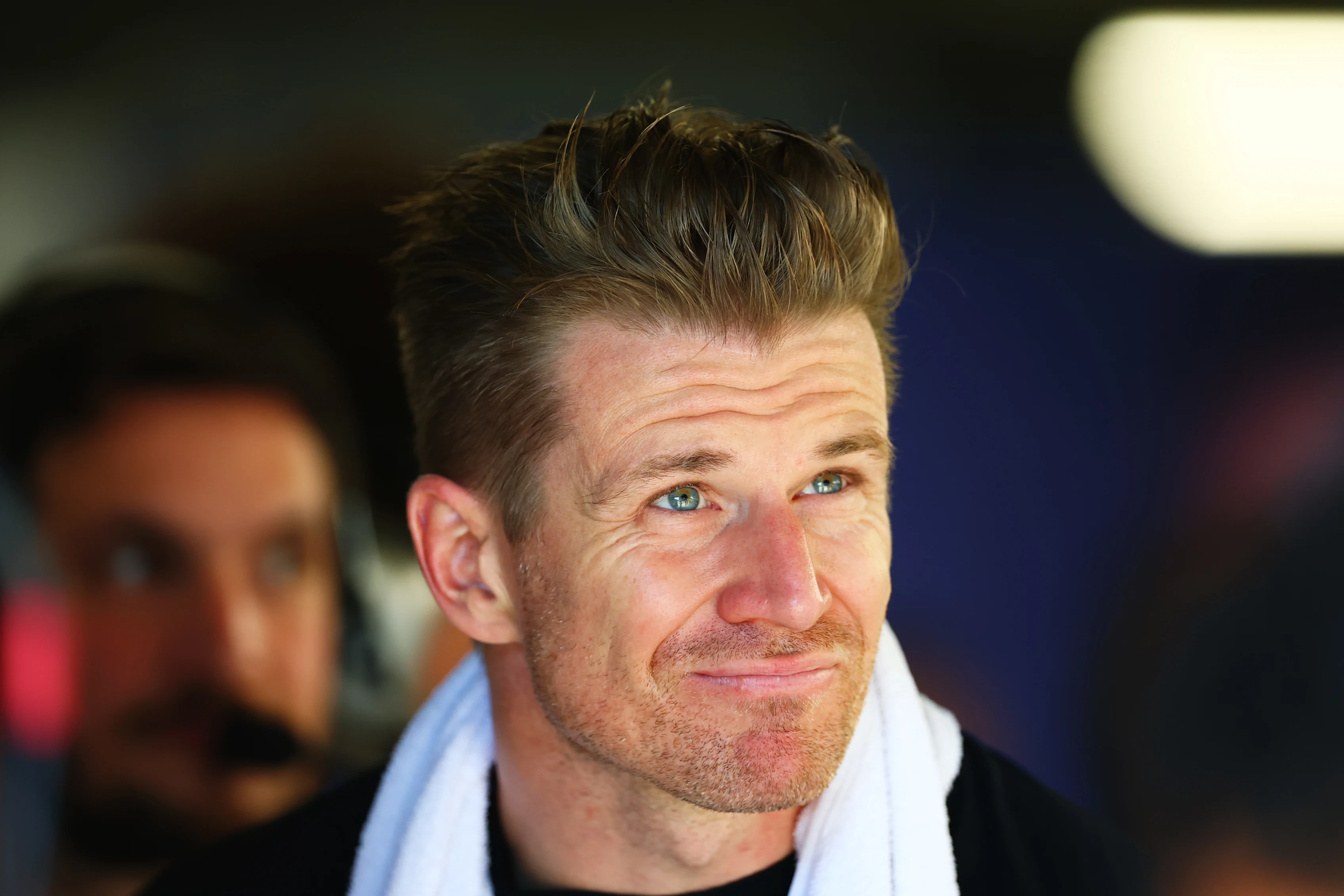 BARCELONA, SPAIN - JUNE 13: Nico Hulkenberg of Germany and Audi F1 Team looks on in the garage