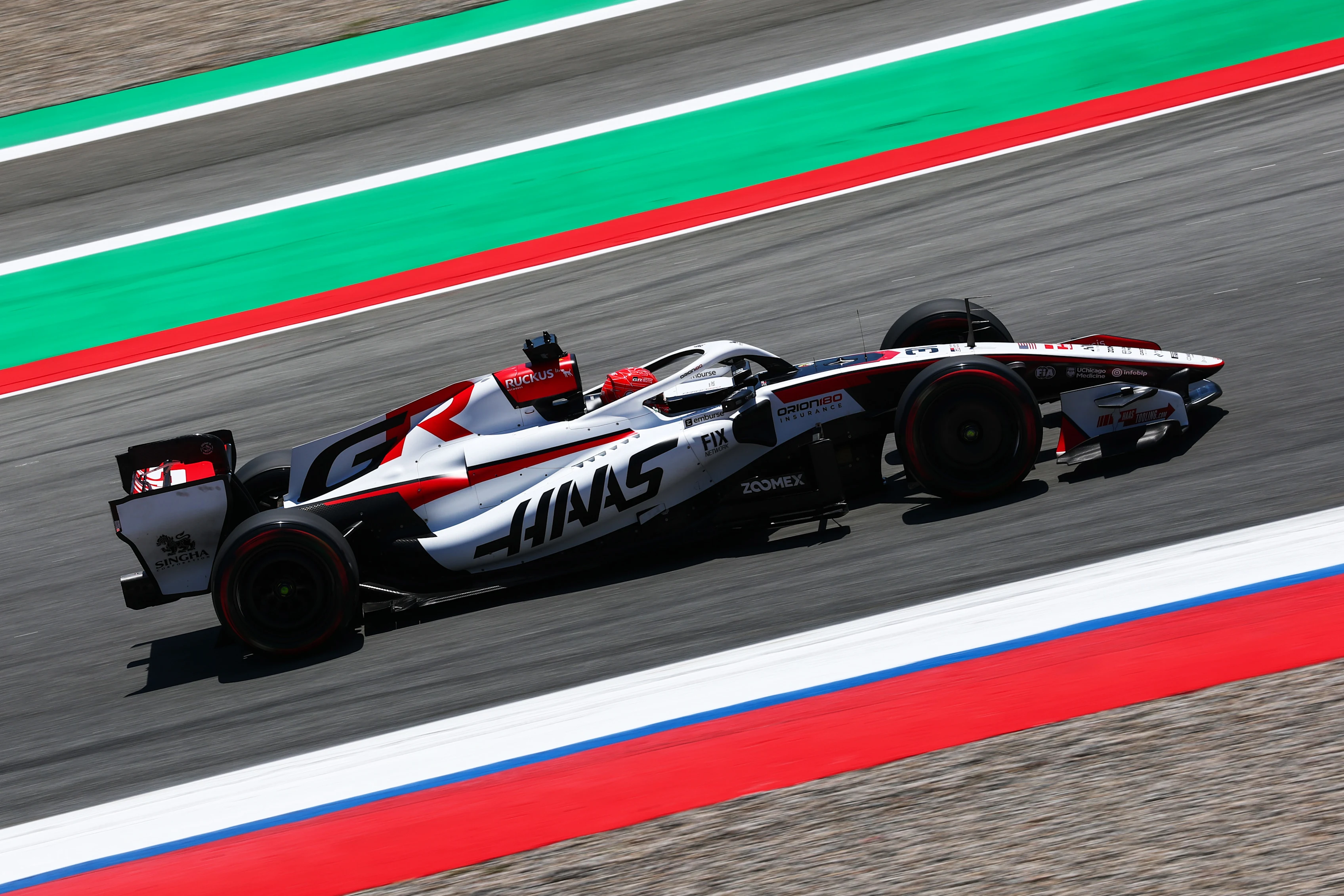 BARCELONA, SPAIN - JUNE 13: Esteban Ocon of France driving the (31) Haas F1 VF-26 Ferrari on track