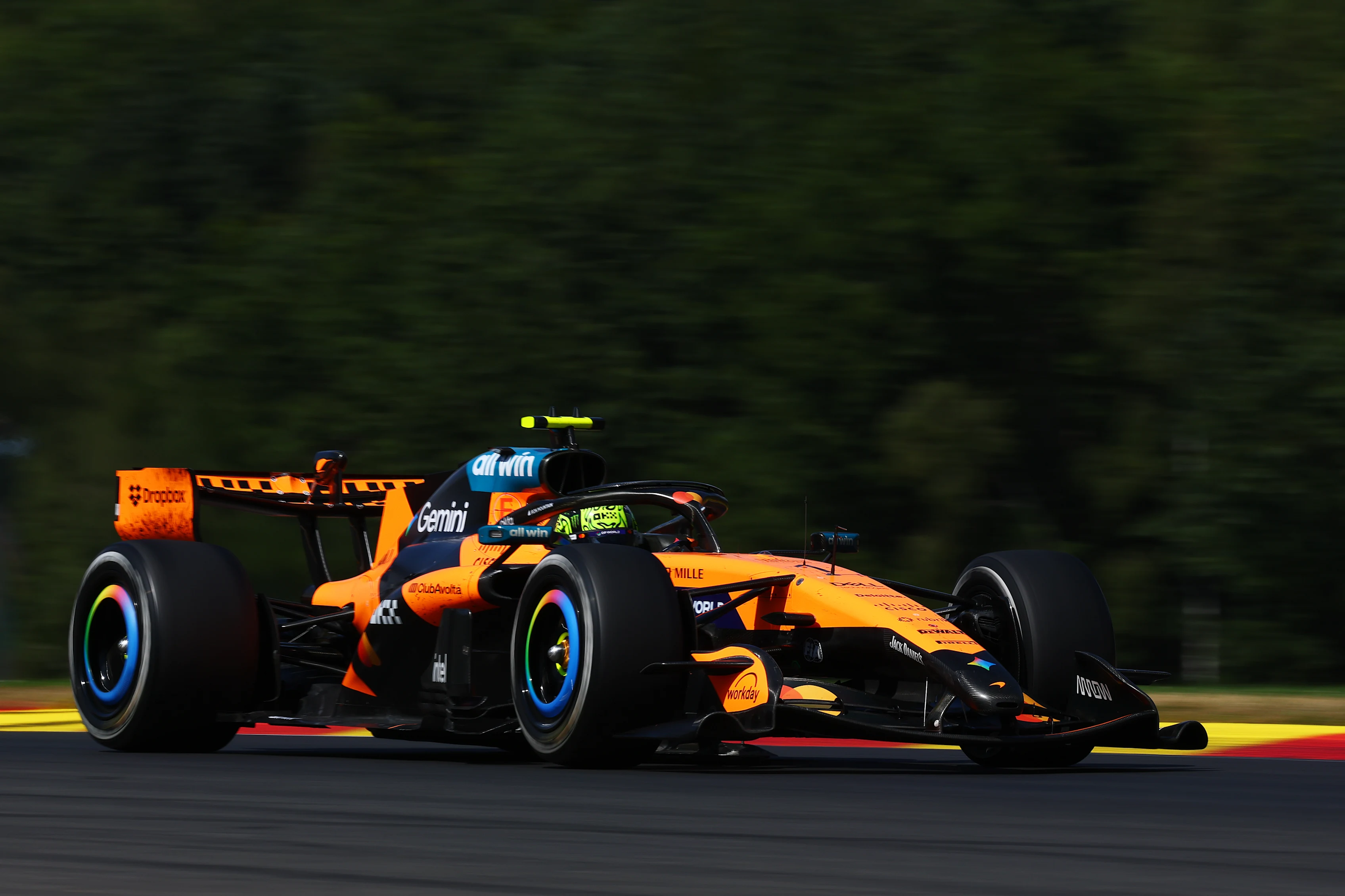 SPA, BELGIUM - JULY 19: Lando Norris of Great Britain driving the (1) McLaren MCL40 Mercedes on