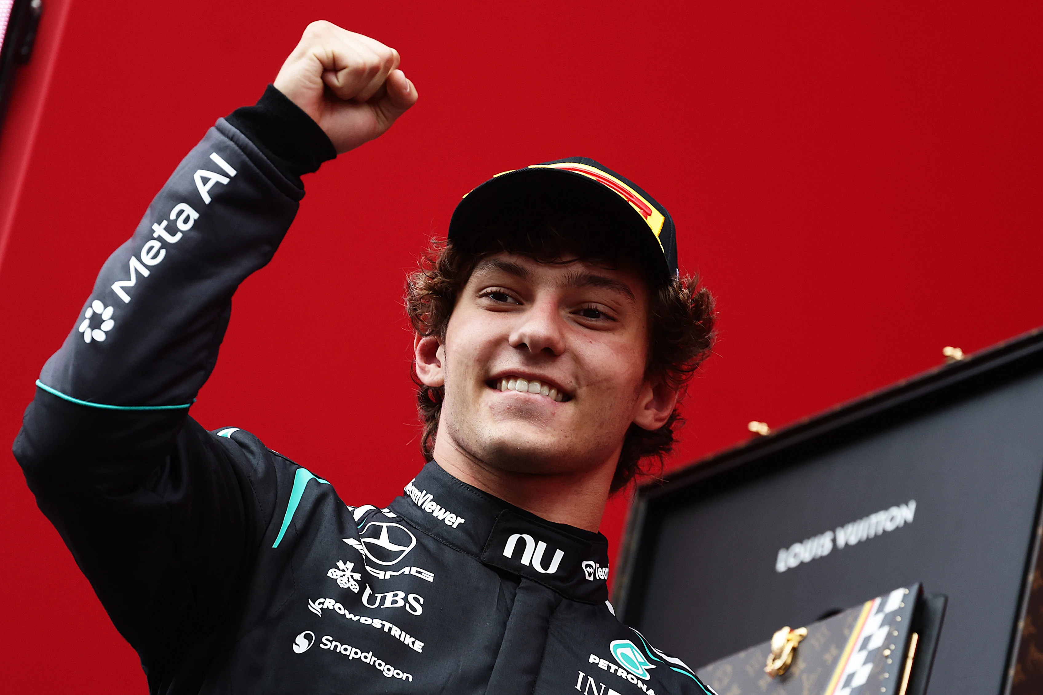 SPA, BELGIUM - JULY 19: Race winner Andrea Kimi Antonelli of Italy and Mercedes AMG Petronas F1