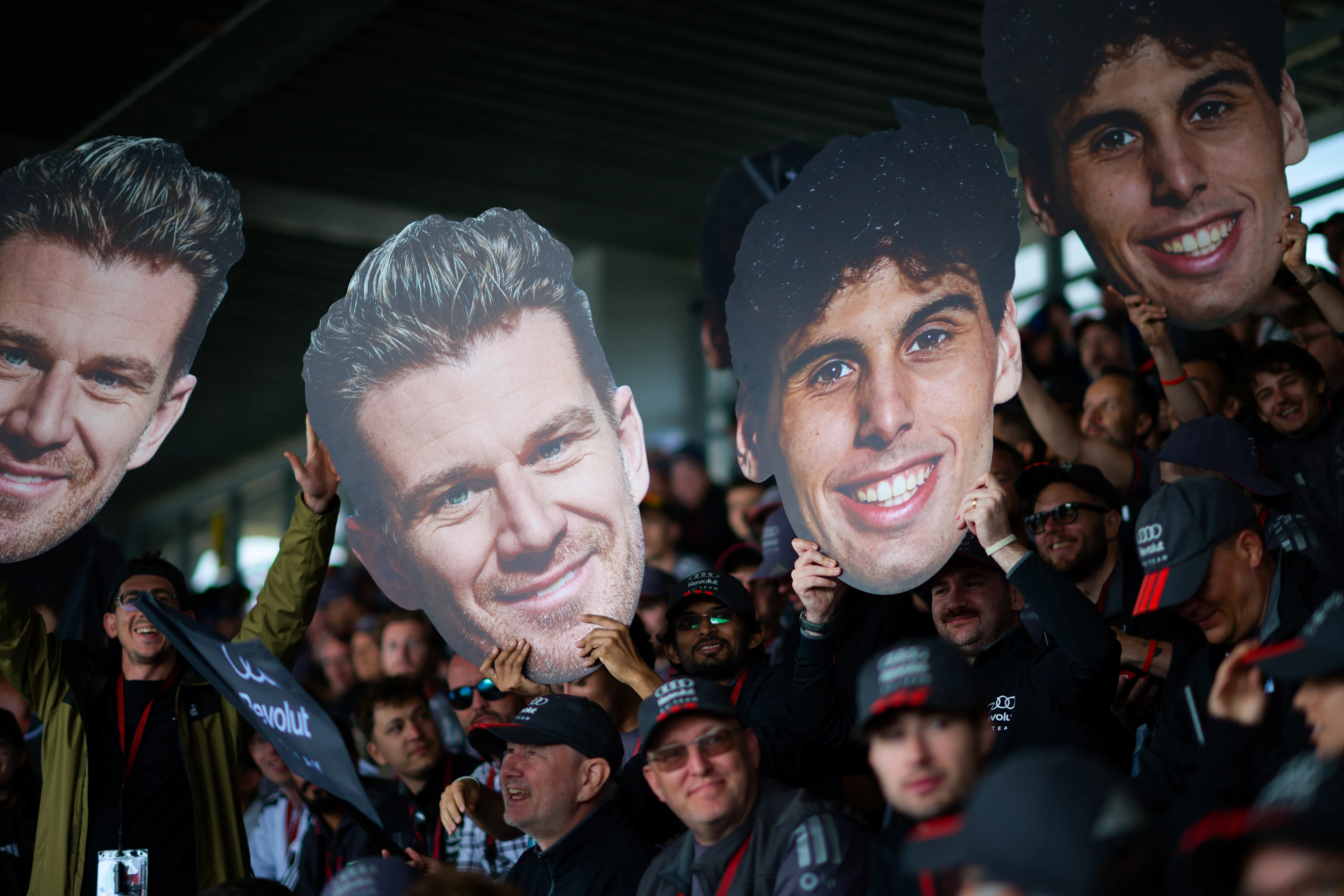 SPA, BELGIUM - JULY 19: Fans of Nico Hulkenberg of Germany and Audi F1 Team and Gabriel Bortoleto