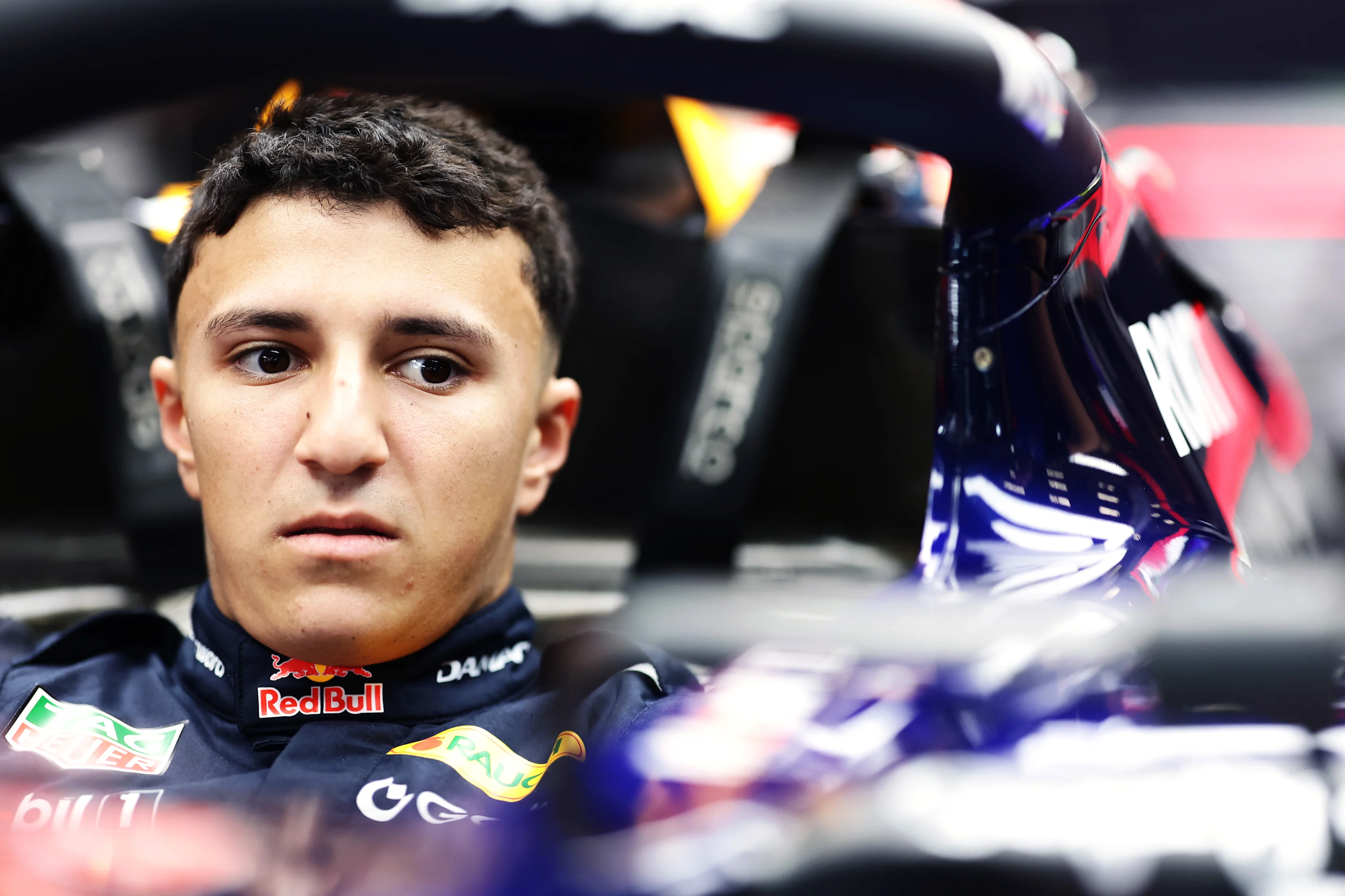 SPA, BELGIUM - JULY 16: Isack Hadjar of France and Oracle Red Bull Racing has a seat fit in the