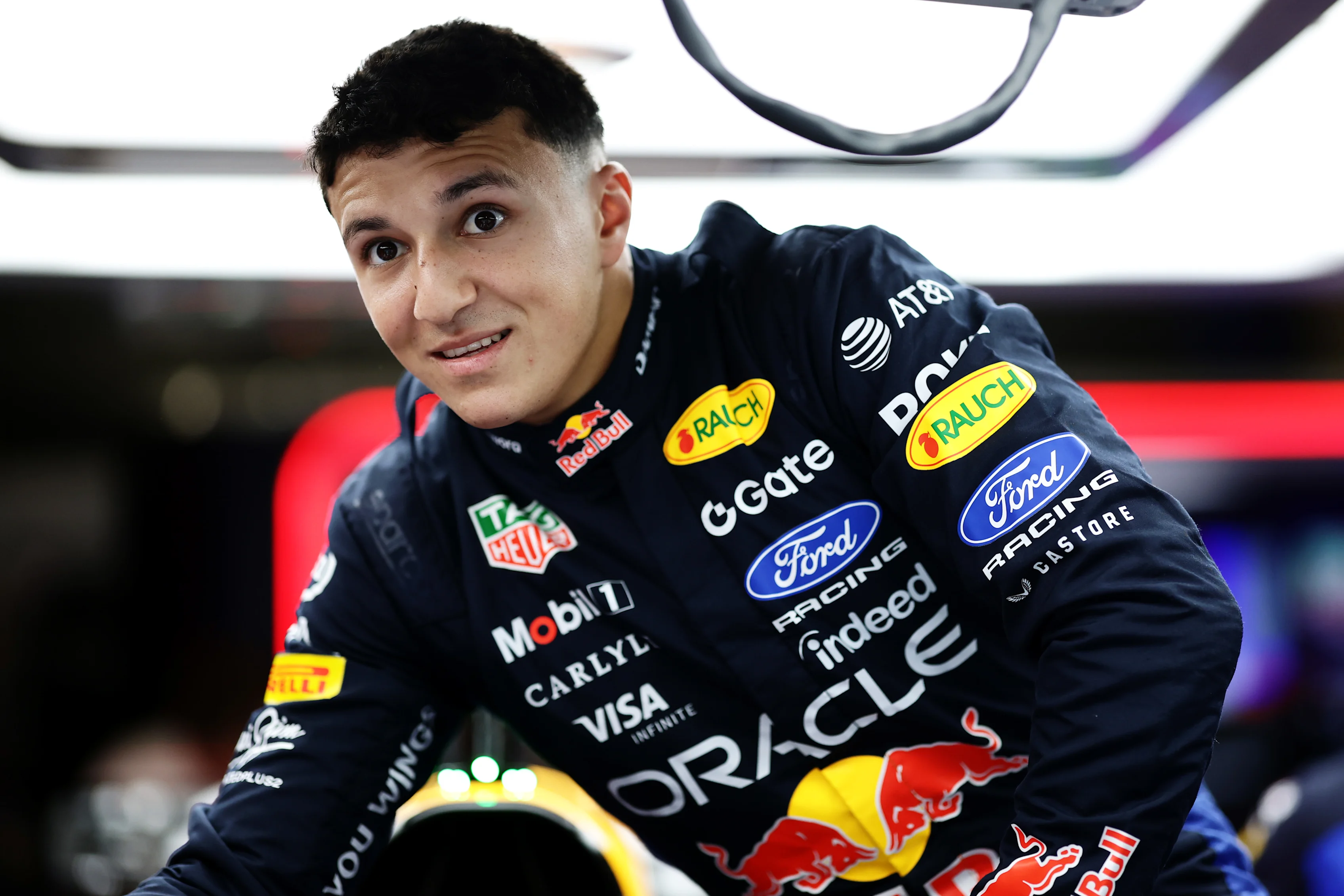 SPA, BELGIUM - JULY 16: Isack Hadjar of France and Oracle Red Bull Racing has a seat fit in the