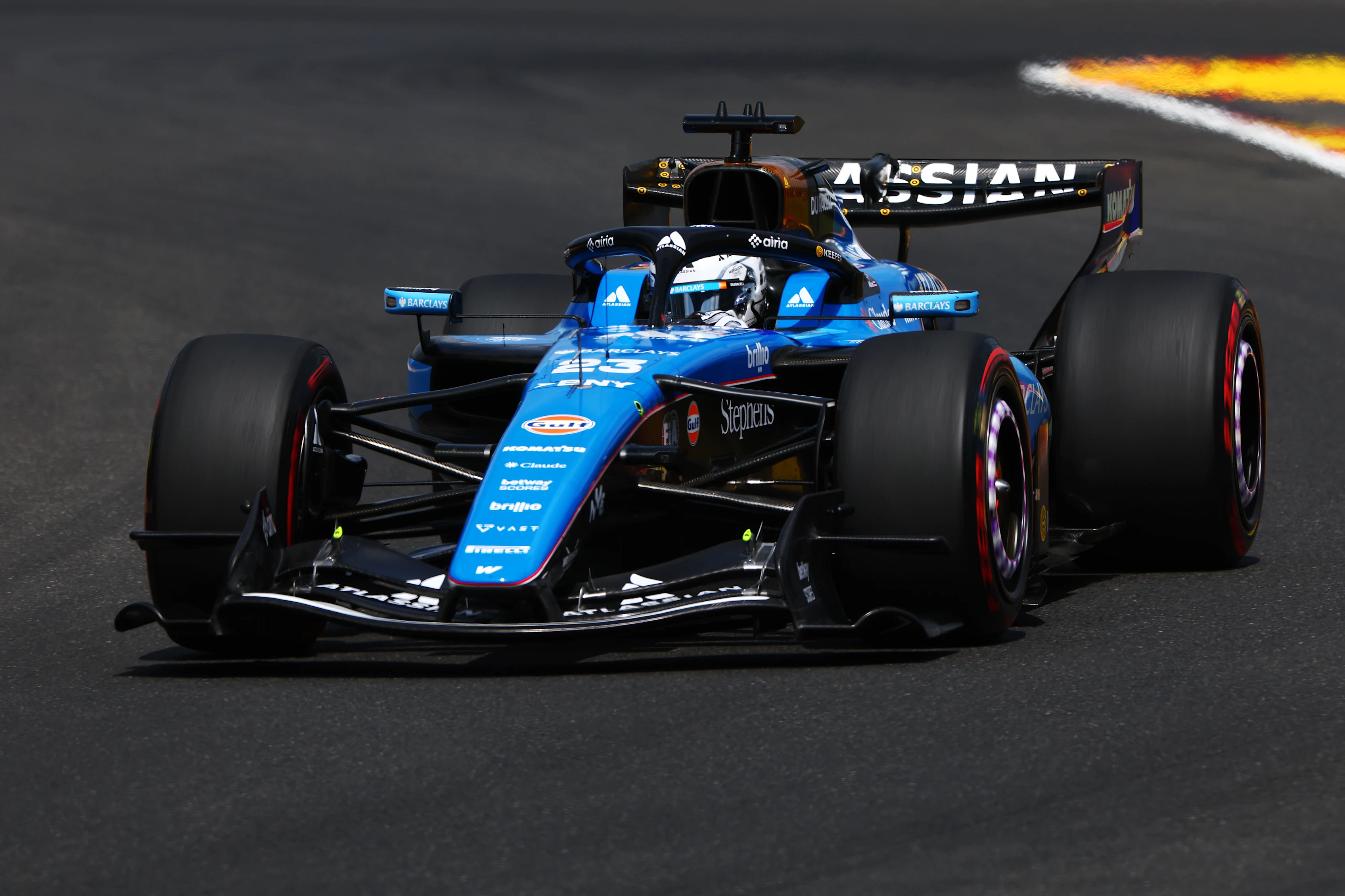 SPA, BELGIUM - JULY 18: Alexander Albon of Thailand driving the (23) Williams FW48 Mercedes on