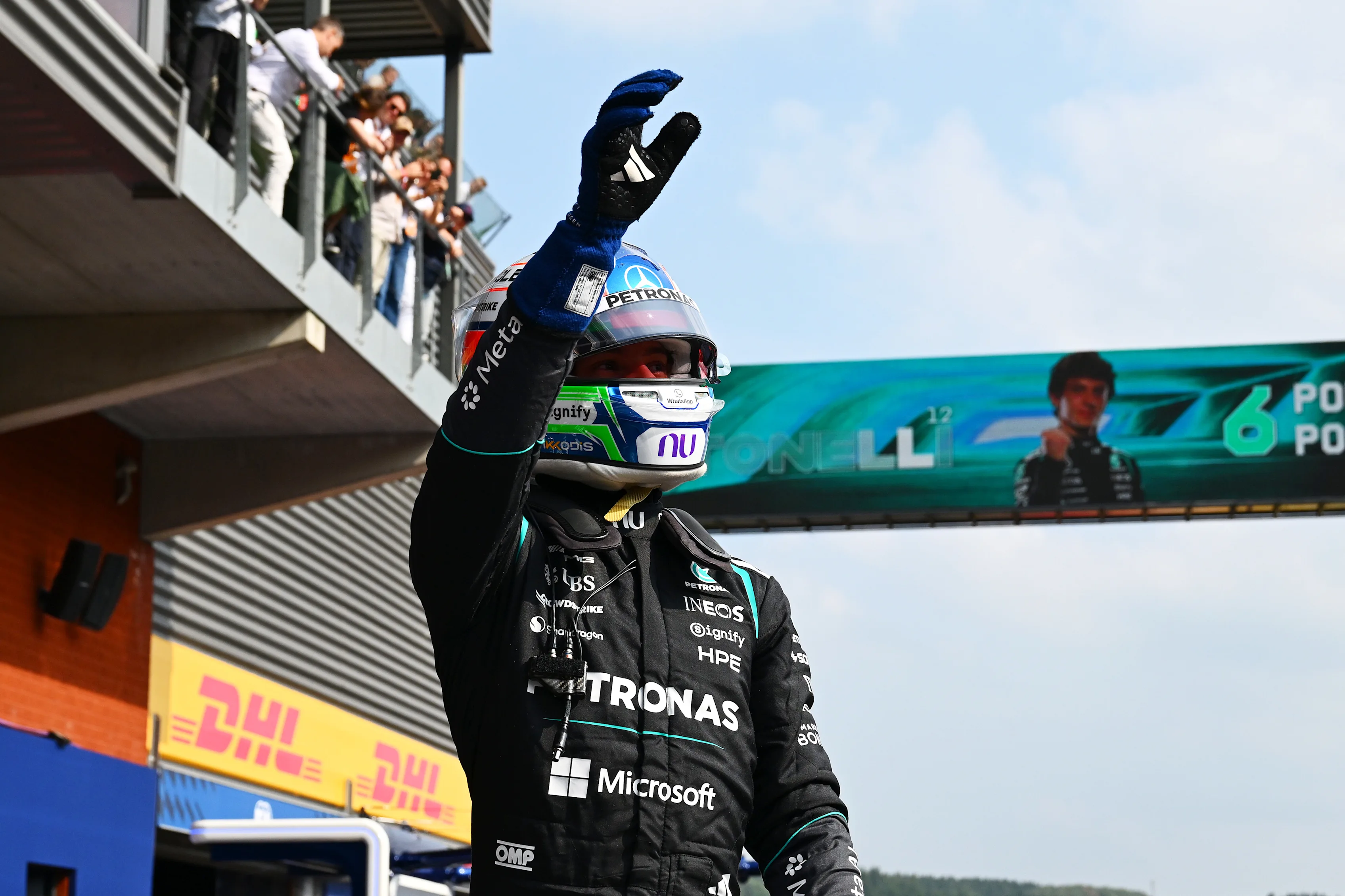 SPA, BELGIUM - JULY 18: Pole position qualifier Andrea Kimi Antonelli of Italy and Mercedes AMG