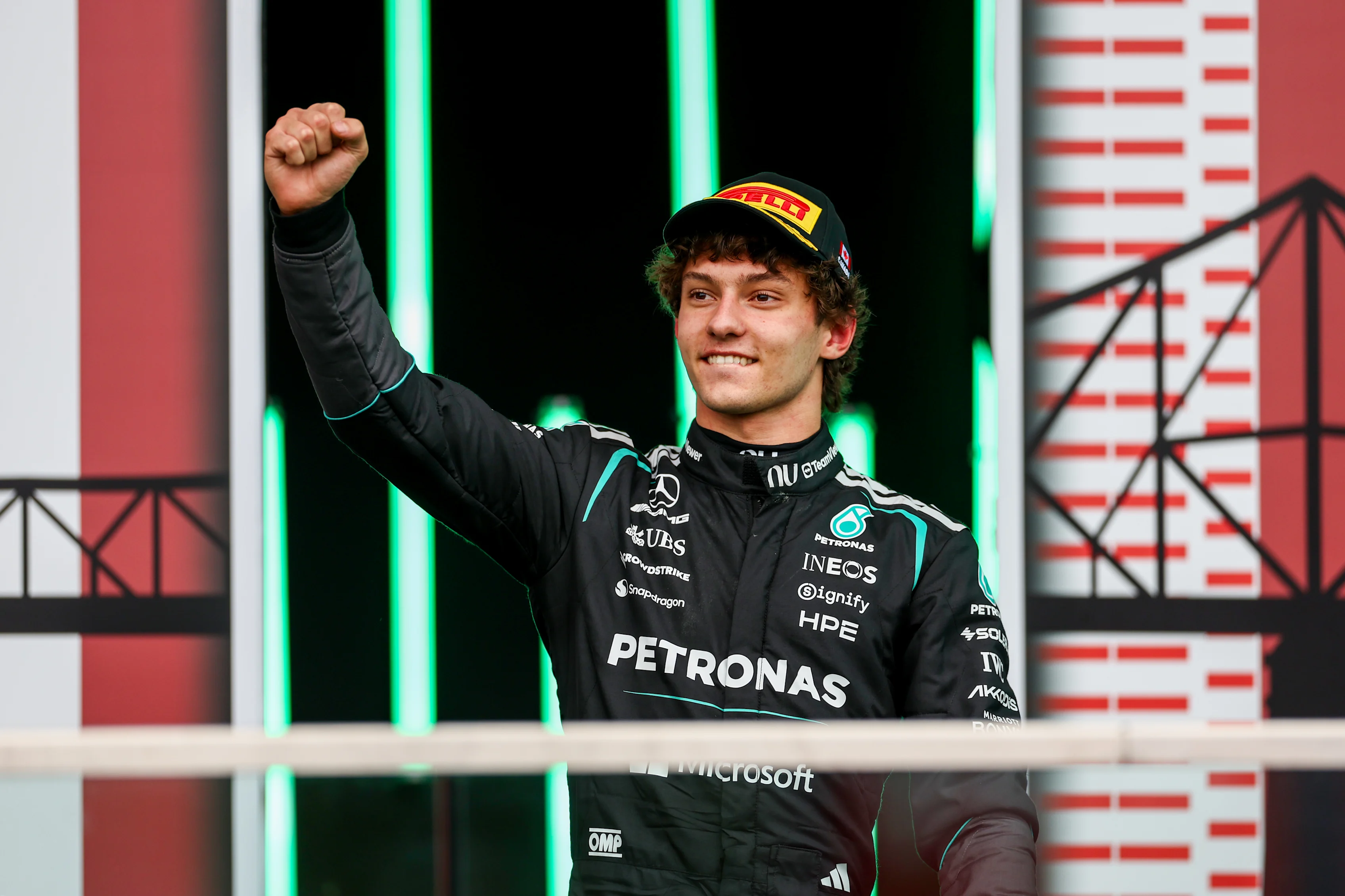 MONTREAL, QUEBEC - MAY 24: Andrea Kimi Antonelli of Italy and Mercedes AMG Petronas F1 celebrates