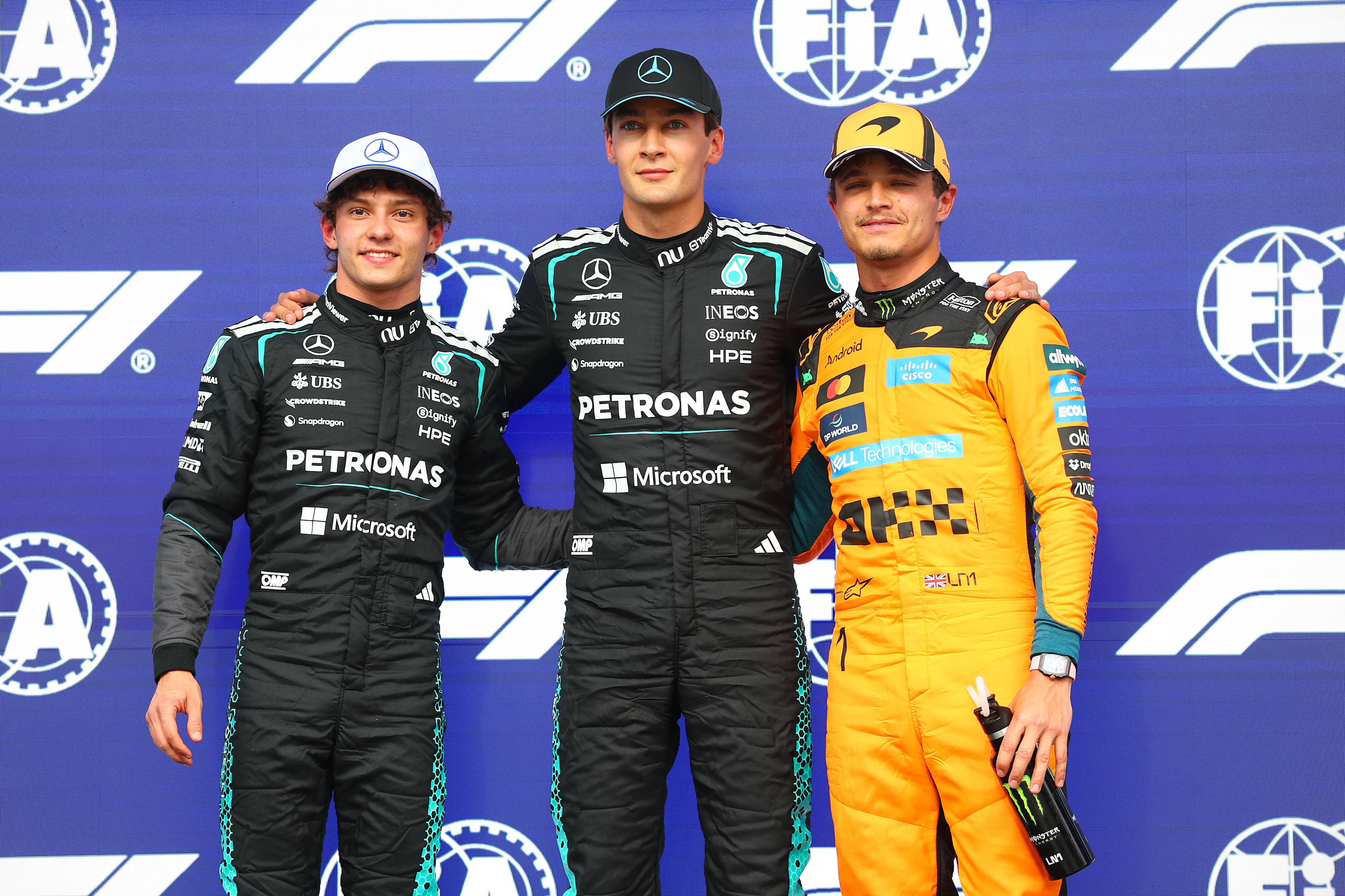 MONTREAL, QUEBEC - MAY 23: Pole position qualifier George Russell of Great Britain and Mercedes AMG