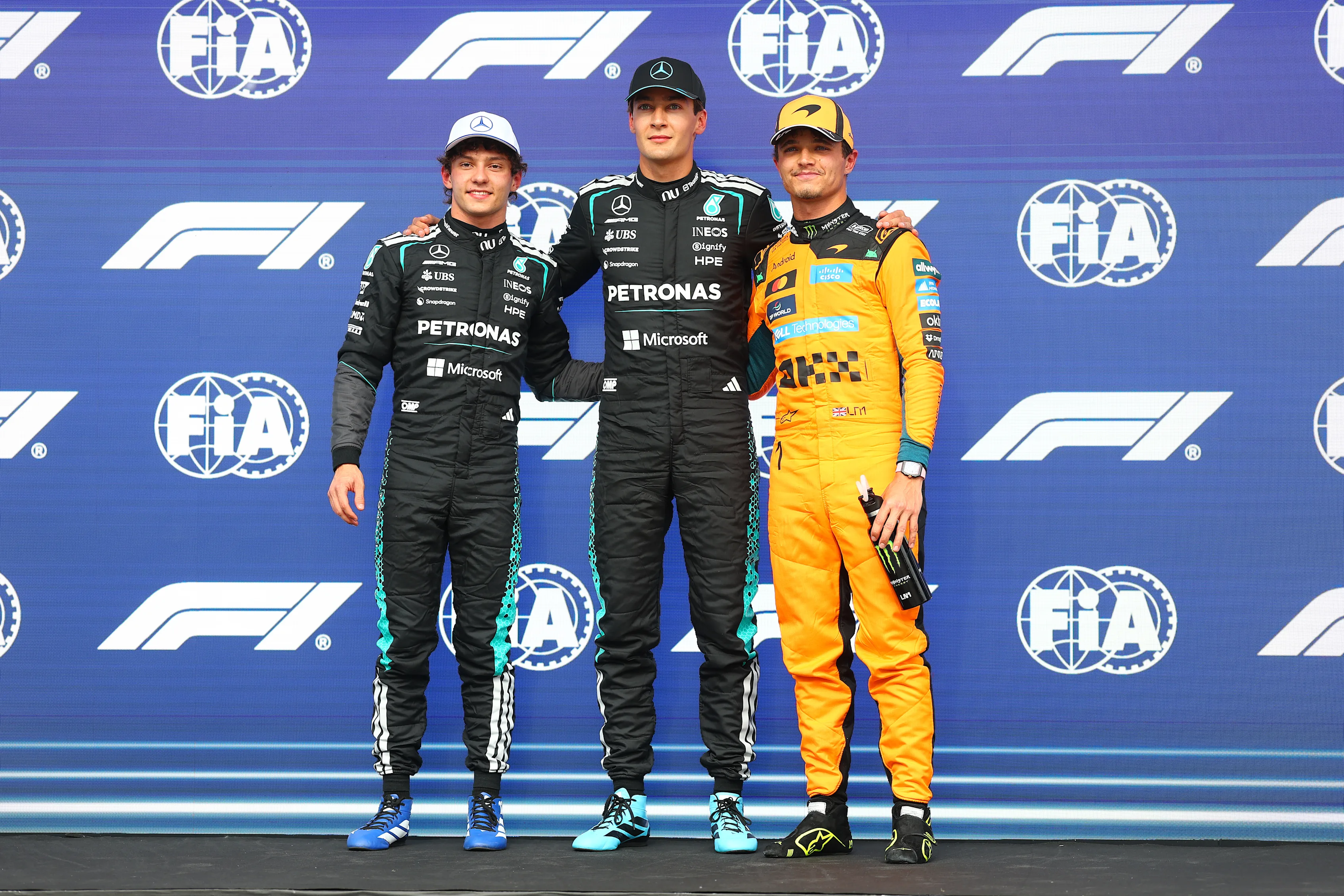 MONTREAL, QUEBEC - MAY 23: Pole position qualifier George Russell of Great Britain and Mercedes AMG