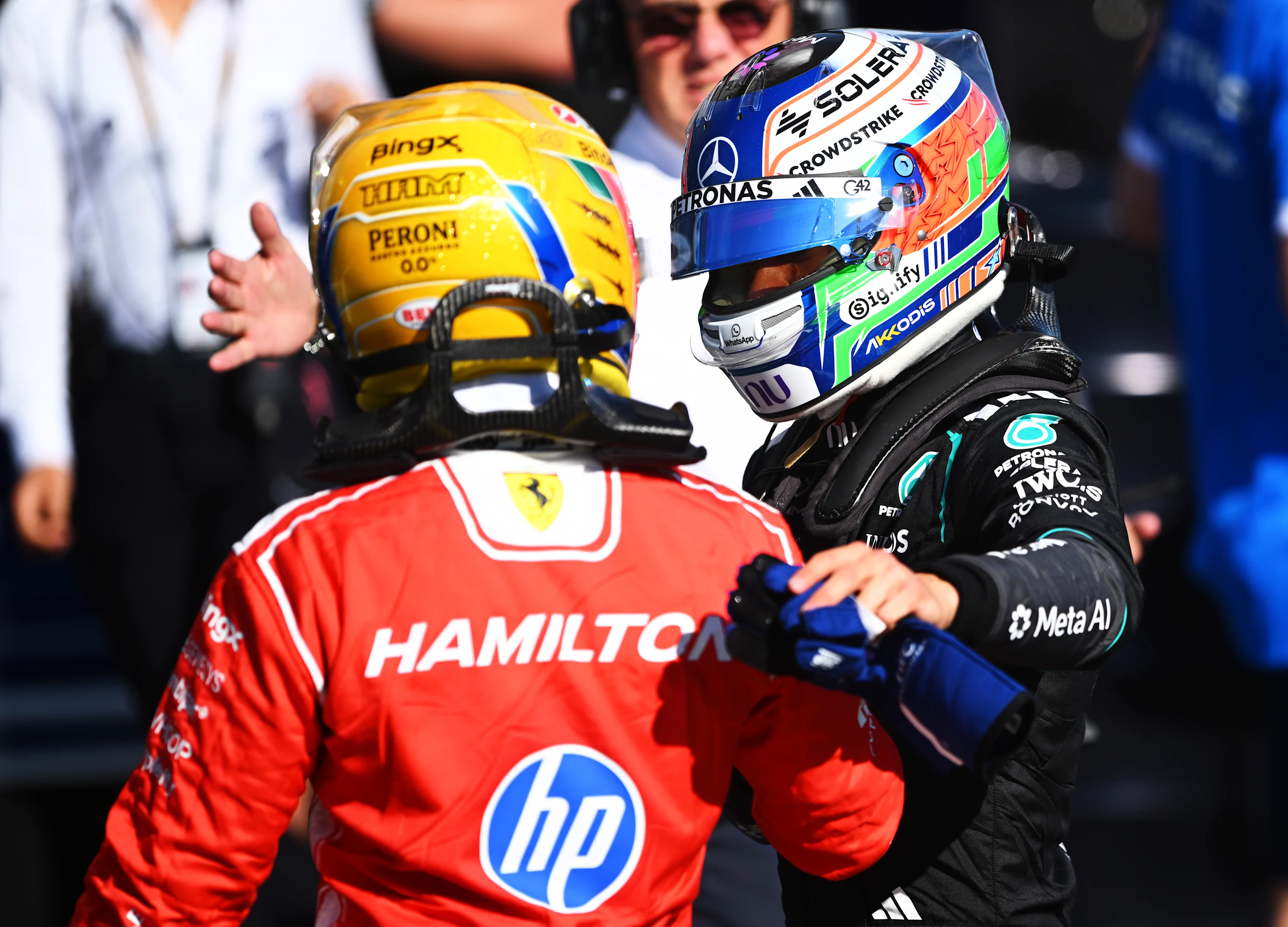 NORTHAMPTON, ENGLAND - JULY 03: Sprint Pole qualifier Lewis Hamilton of Great Britain and Scuderia