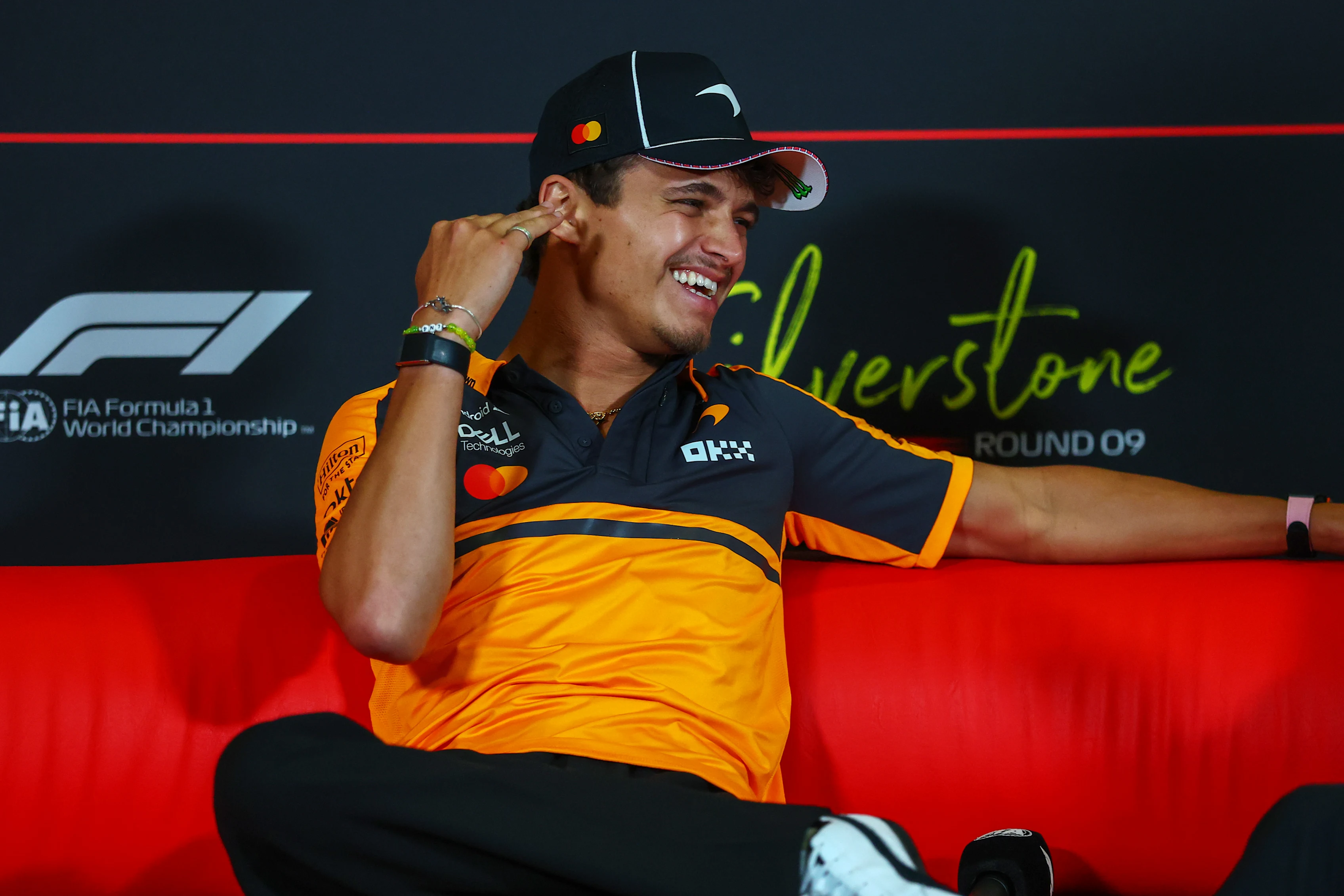 NORTHAMPTON, ENGLAND - JULY 02: Lando Norris of Great Britain and McLaren looks on in the Drivers