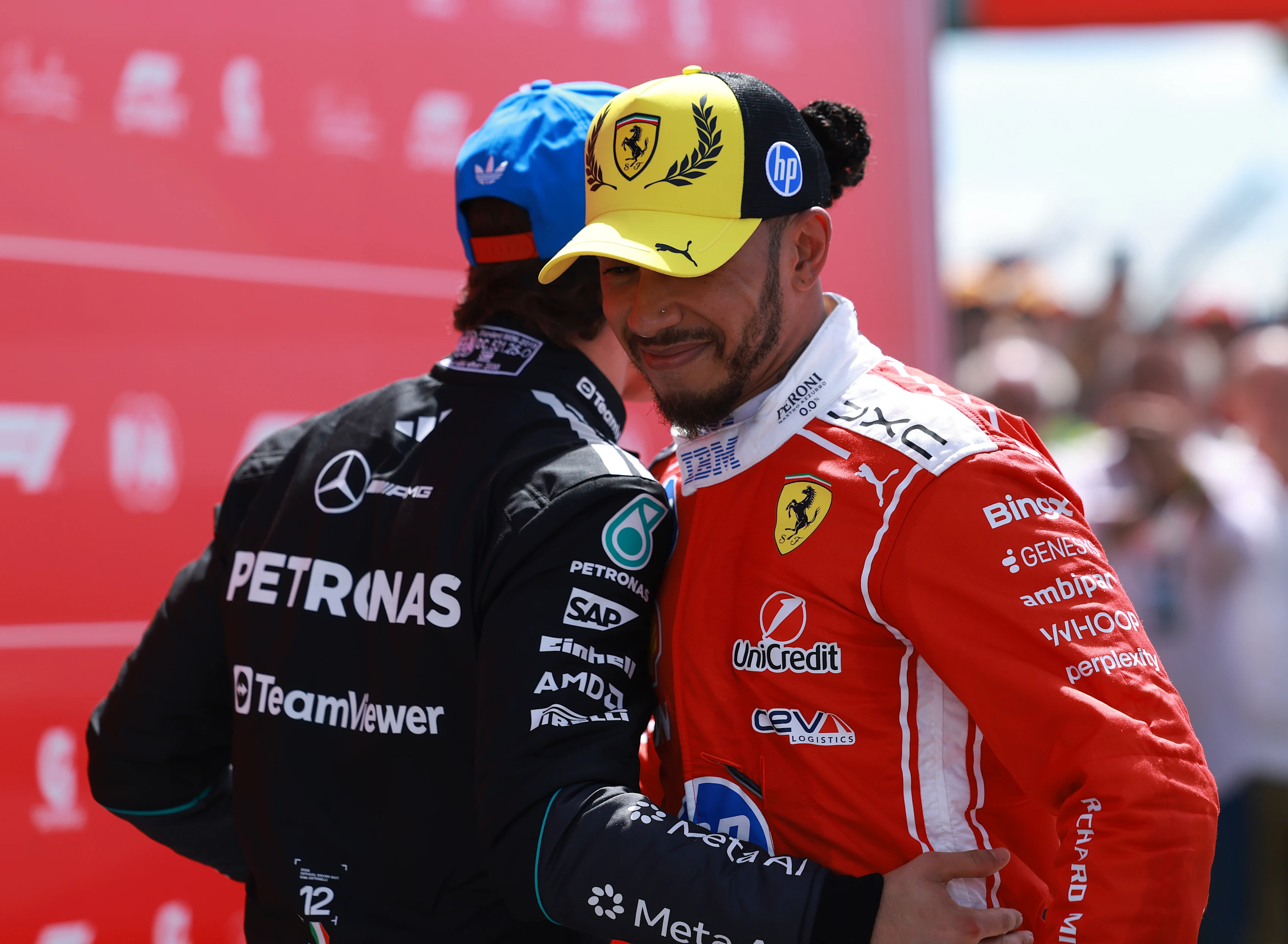 NORTHAMPTON, ENGLAND - JULY 04: Sprint winner Andrea Kimi Antonelli of Italy and Mercedes AMG