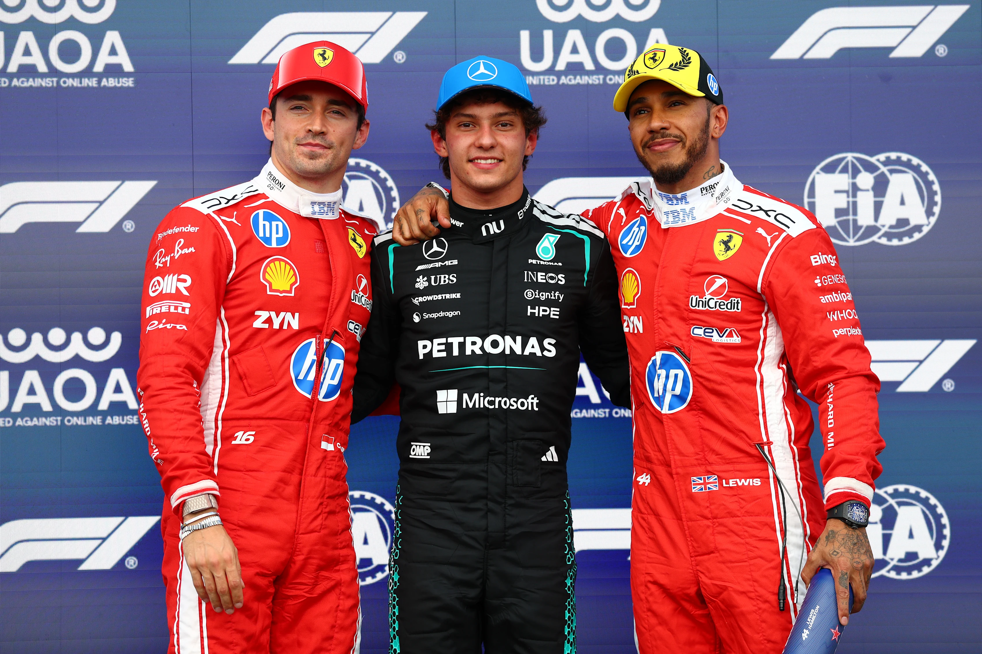 NORTHAMPTON, ENGLAND - JULY 04: Pole position qualifier Andrea Kimi Antonelli of Italy and Mercedes