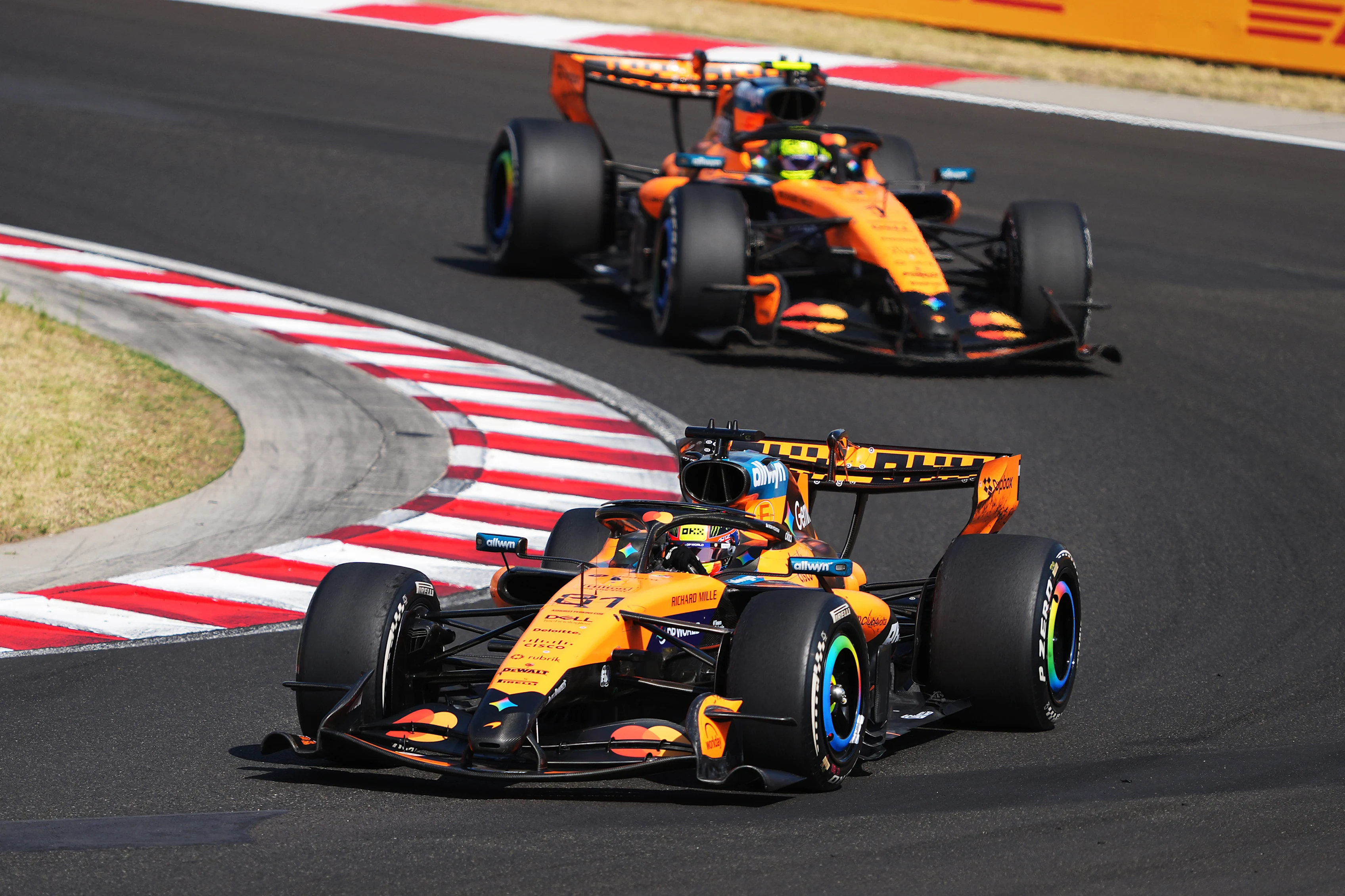 BUDAPEST, HUNGARY - JULY 26: Oscar Piastri of Australia driving the (81) McLaren MCL40 Mercedes
