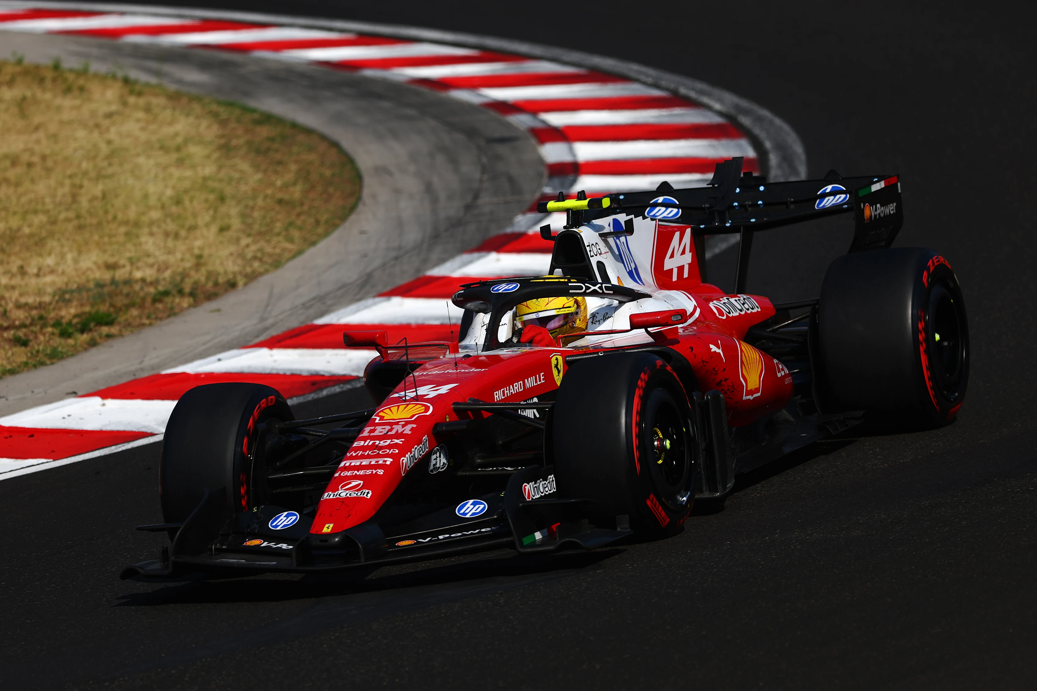 BUDAPEST, HUNGARY - JULY 26: Lewis Hamilton of Great Britain driving the (44) Scuderia Ferrari