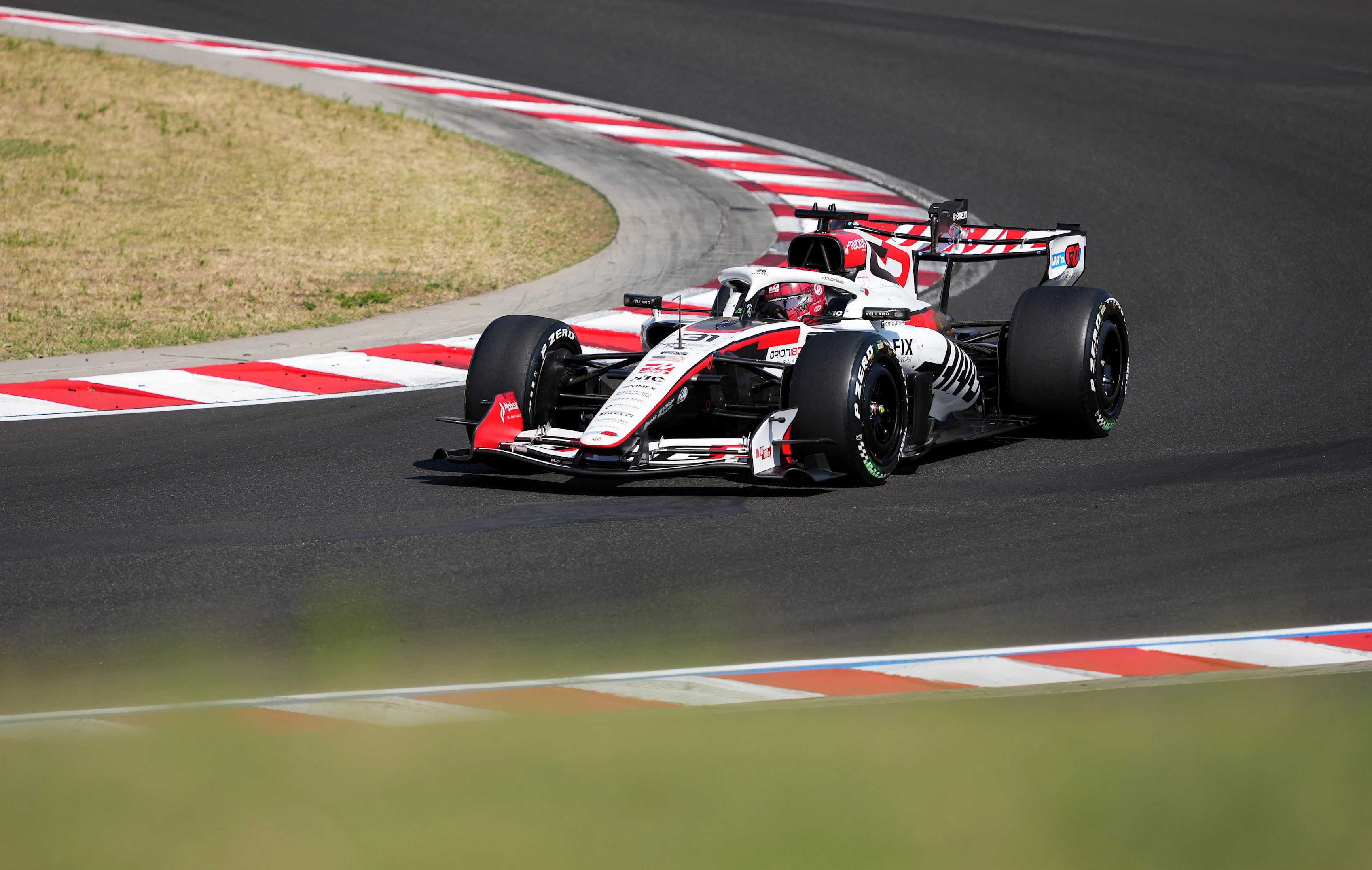 BUDAPEST, HUNGARY - JULY 26: Esteban Ocon of France driving the (31) Haas F1 VF-26 Ferrari on track