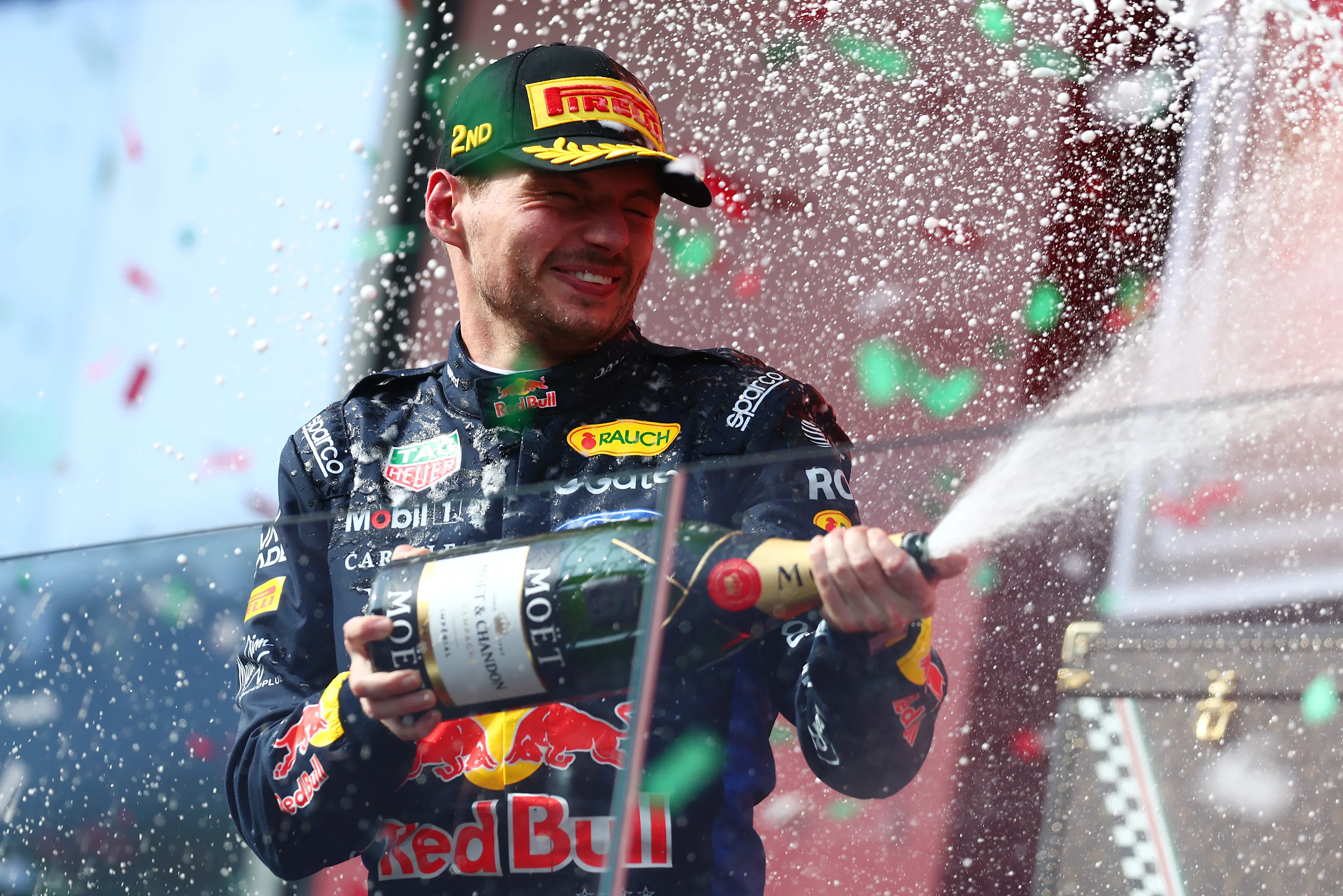 BUDAPEST, HUNGARY - JULY 26: Second placed Max Verstappen of the Netherlands and Oracle Red Bull