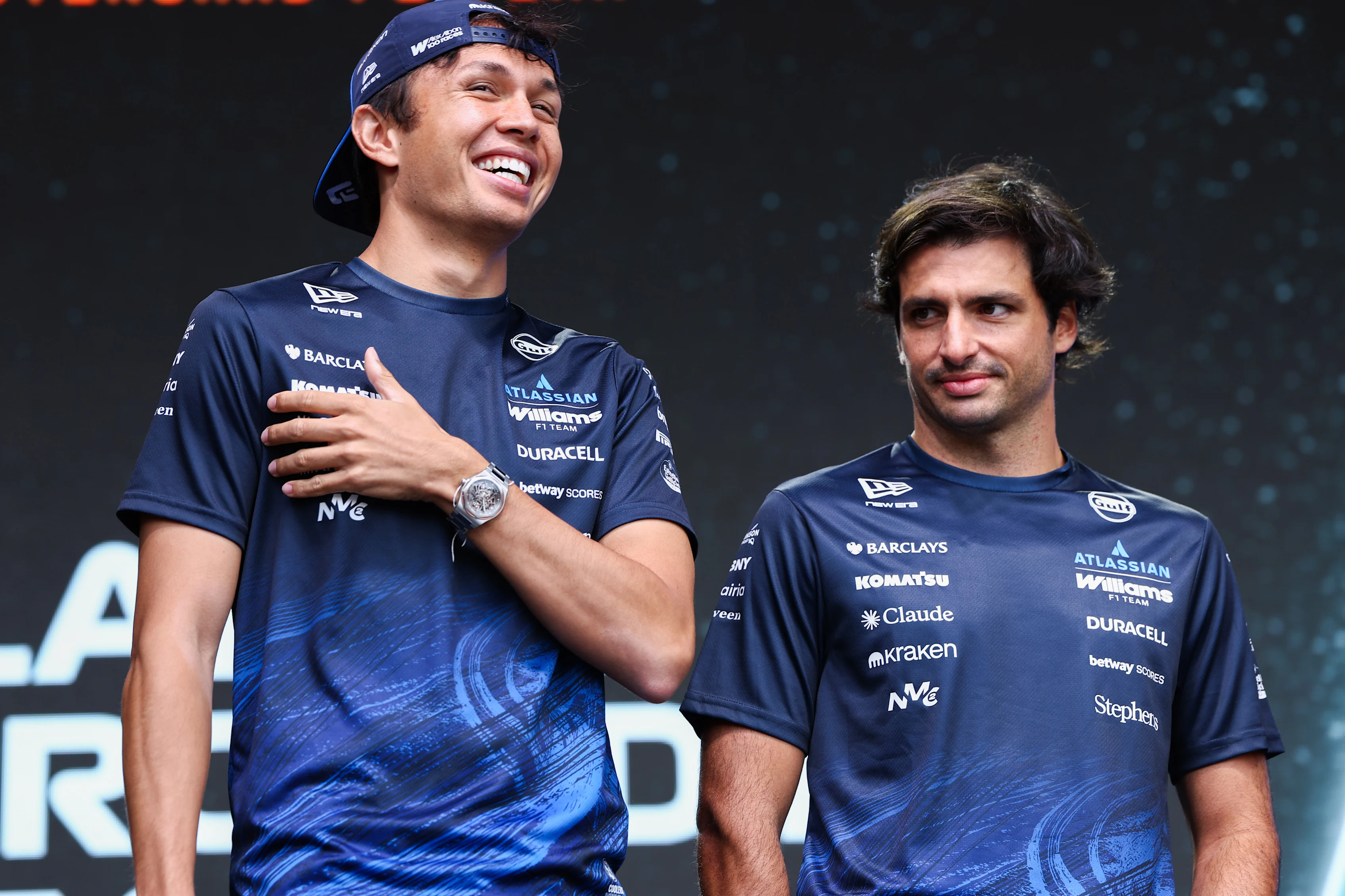 BUDAPEST, HUNGARY - JULY 24: Alexander Albon of Thailand and Williams and Carlos Sainz of Spain and
