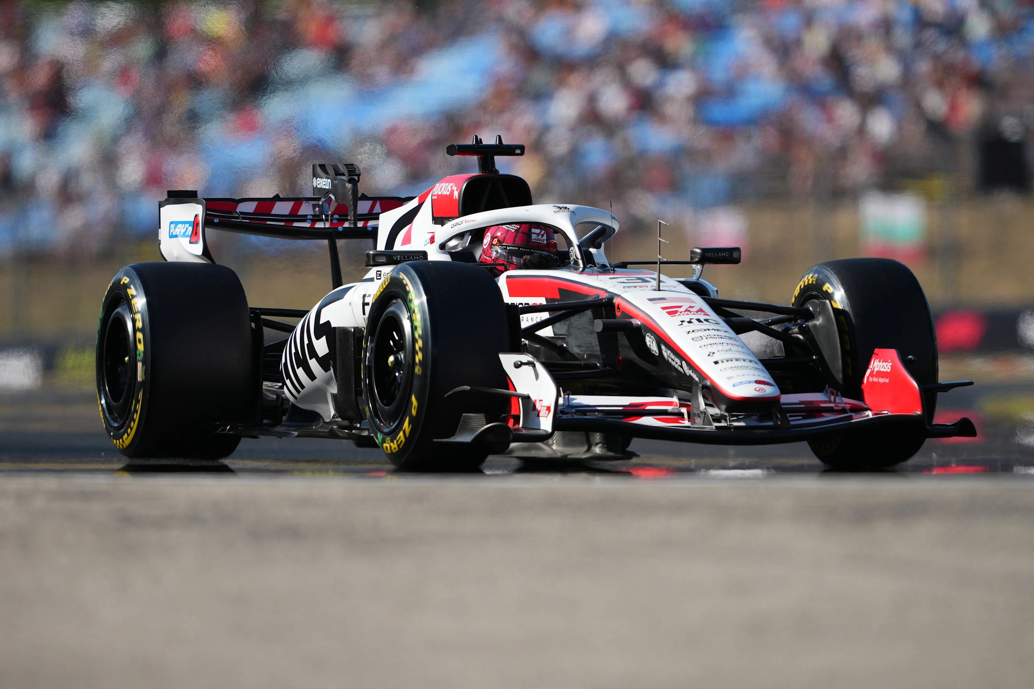 BUDAPEST, HUNGARY - JULY 24: Esteban Ocon of France driving the (31) Haas F1 VF-26 Ferrari on track