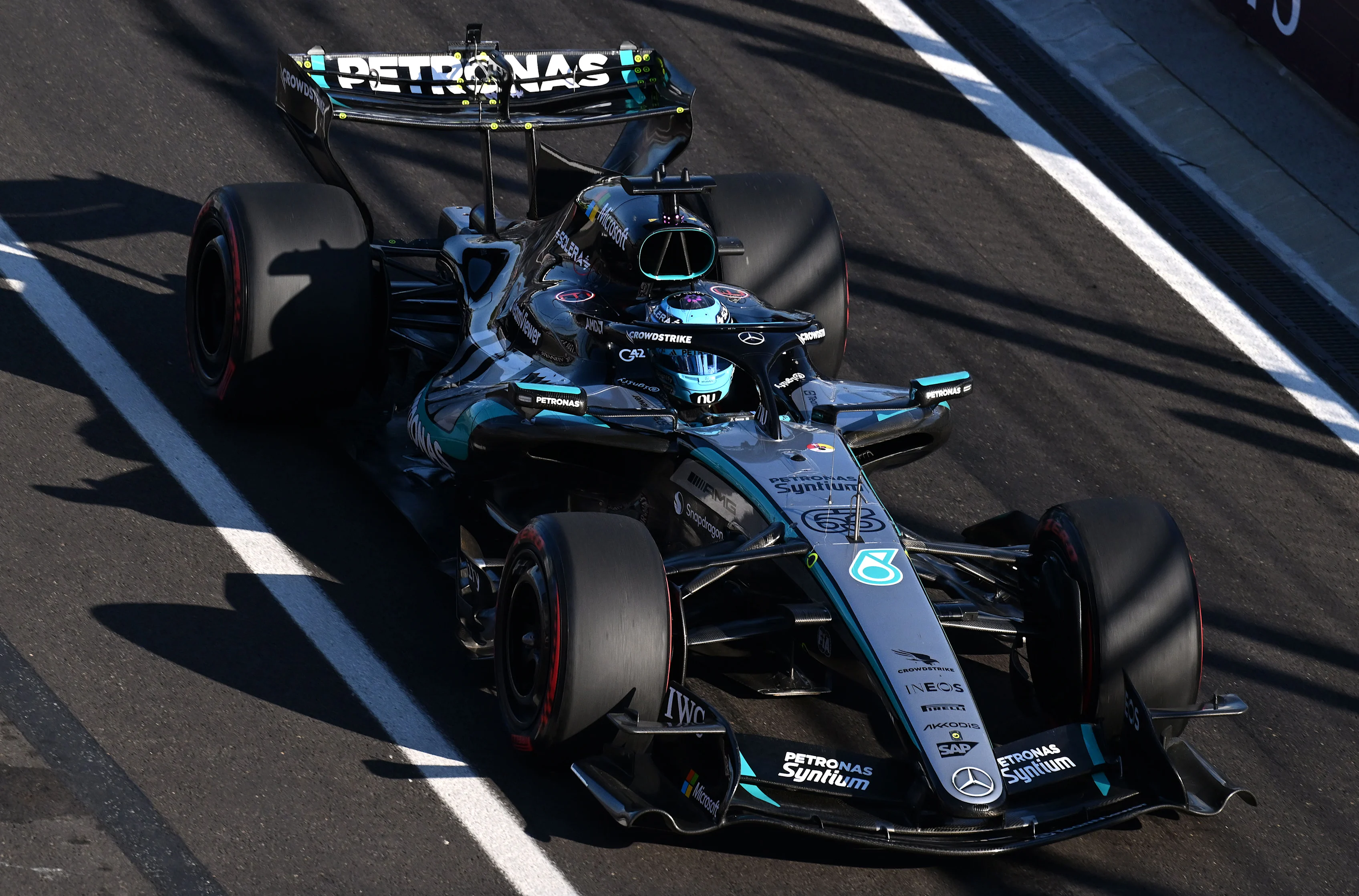 BUDAPEST, HUNGARY - JULY 24: George Russell of Great Britain driving the (63) Mercedes AMG Petronas