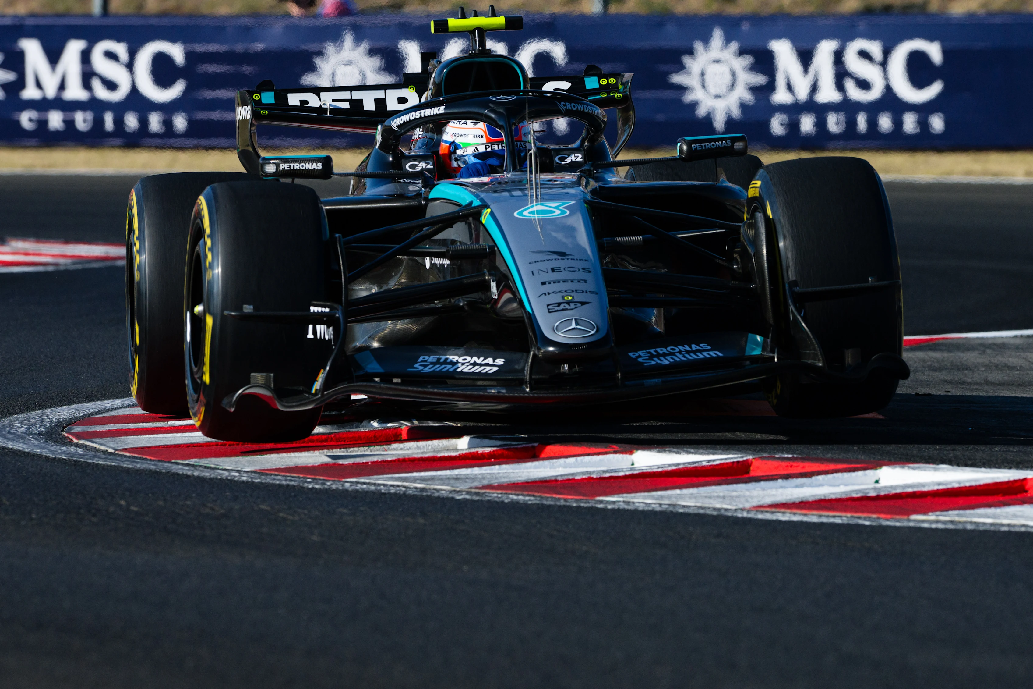 BUDAPEST, HUNGARY - JULY 24: Andrea Kimi Antonelli of Italy driving the (12) Mercedes AMG Petronas