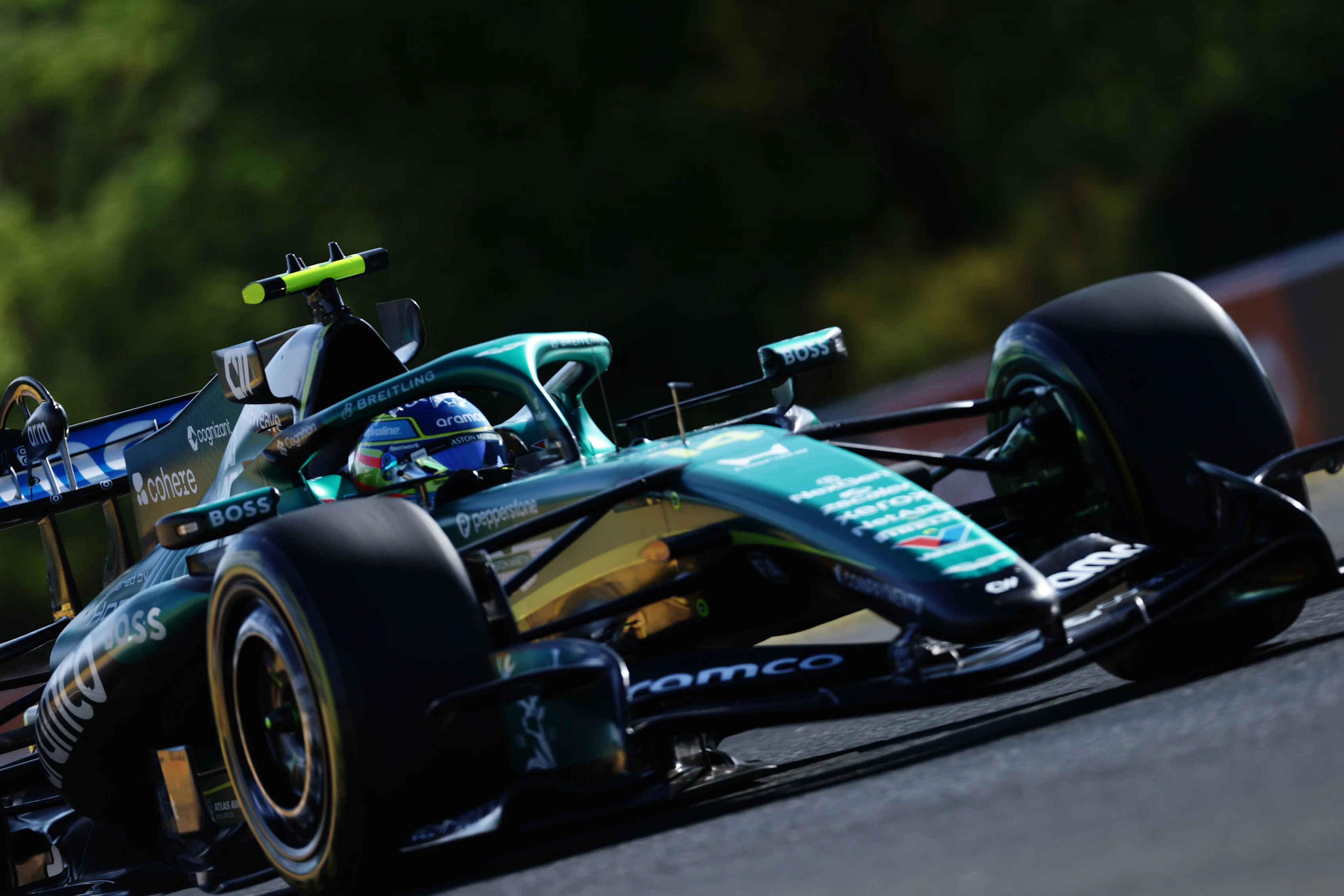 BUDAPEST, HUNGARY - JULY 24: Fernando Alonso of Spain driving the (14) Aston Martin F1 Team AMR26