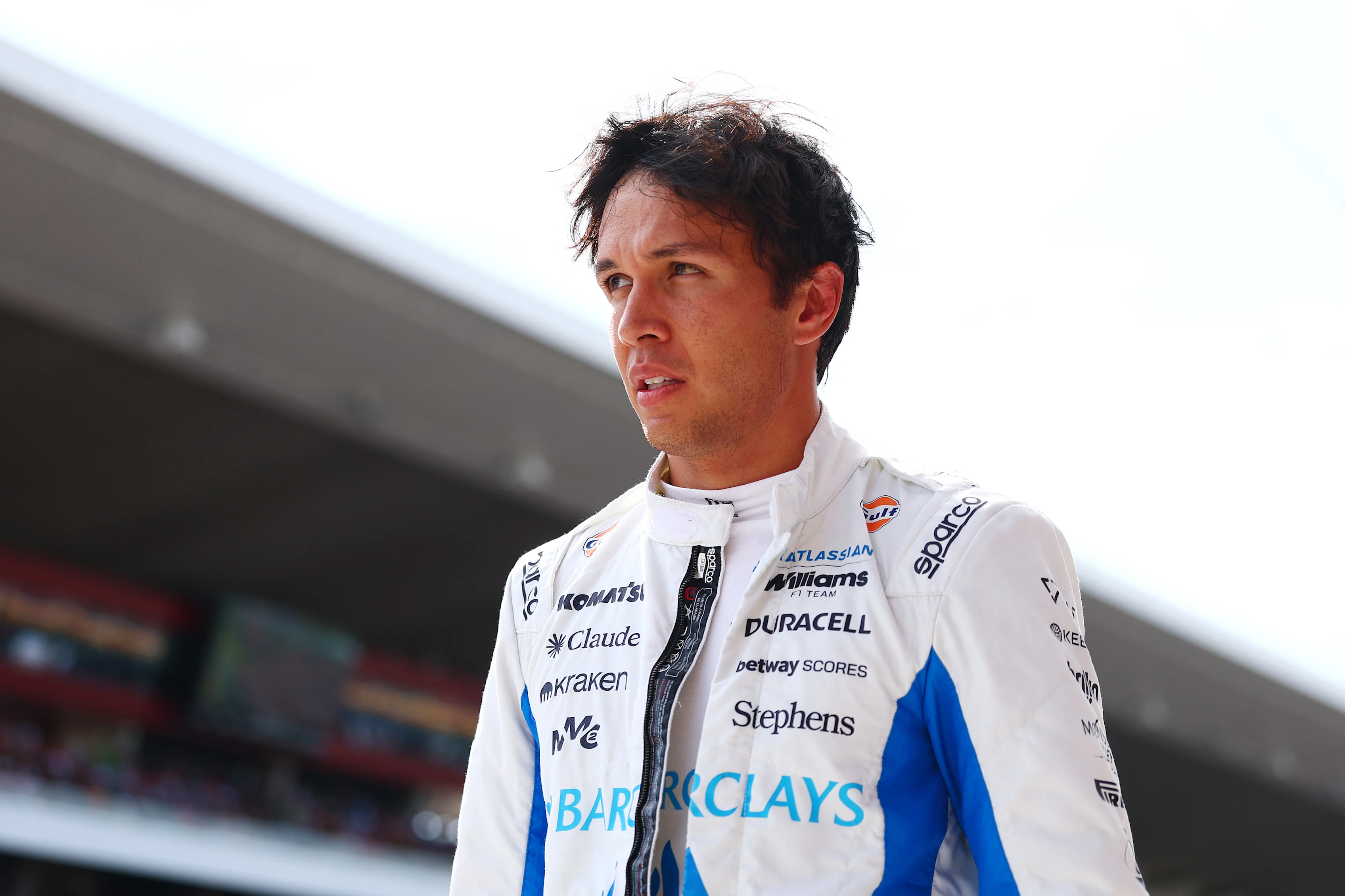 BUDAPEST, HUNGARY - JULY 25: Nineteenth placed qualifier Alexander Albon of Thailand and Williams
