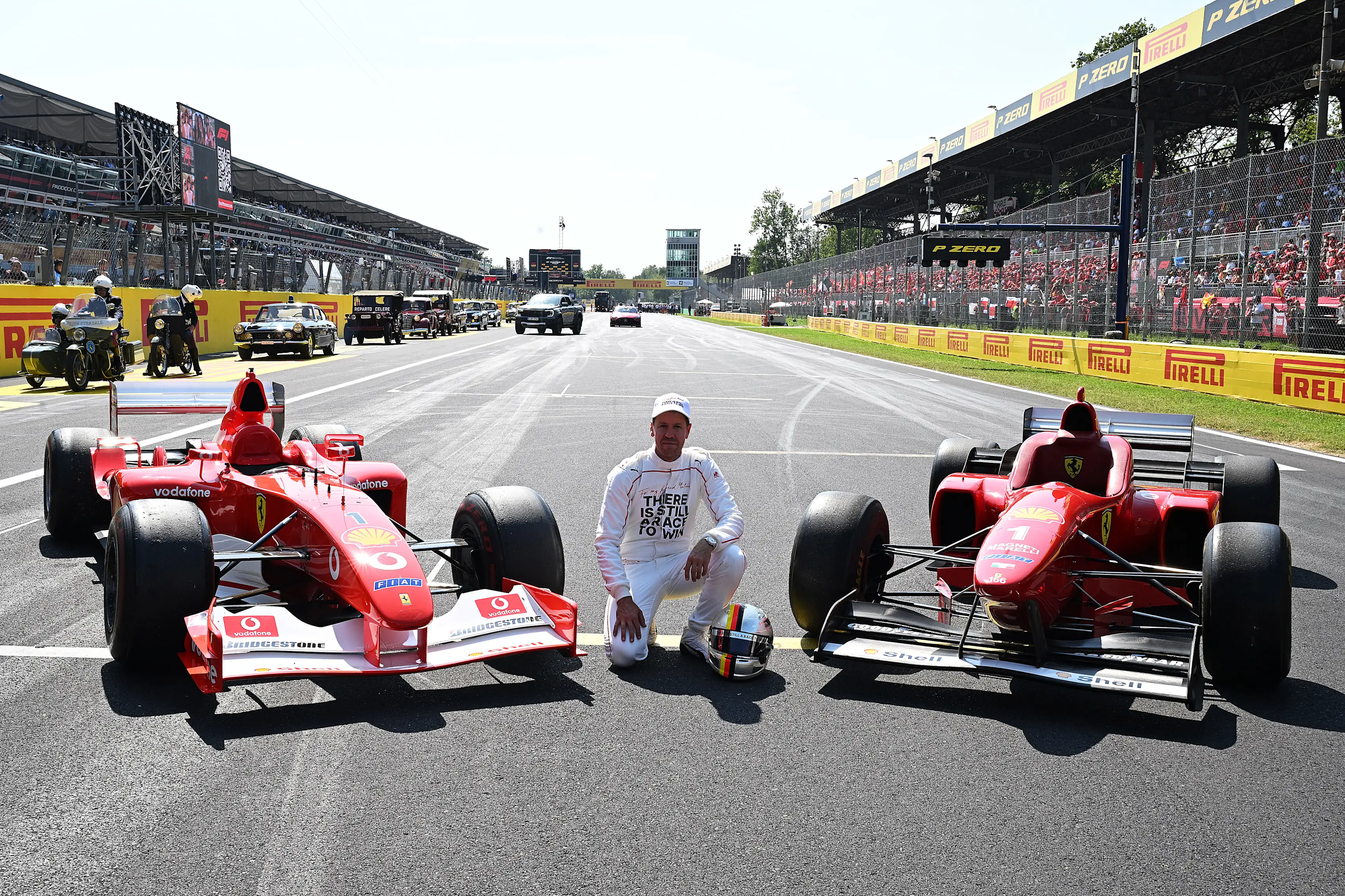 MONZA, ITALY - SEPTEMBER 06: Sebastian Vettel looks on at the Michael Schumacher Legacy celebration