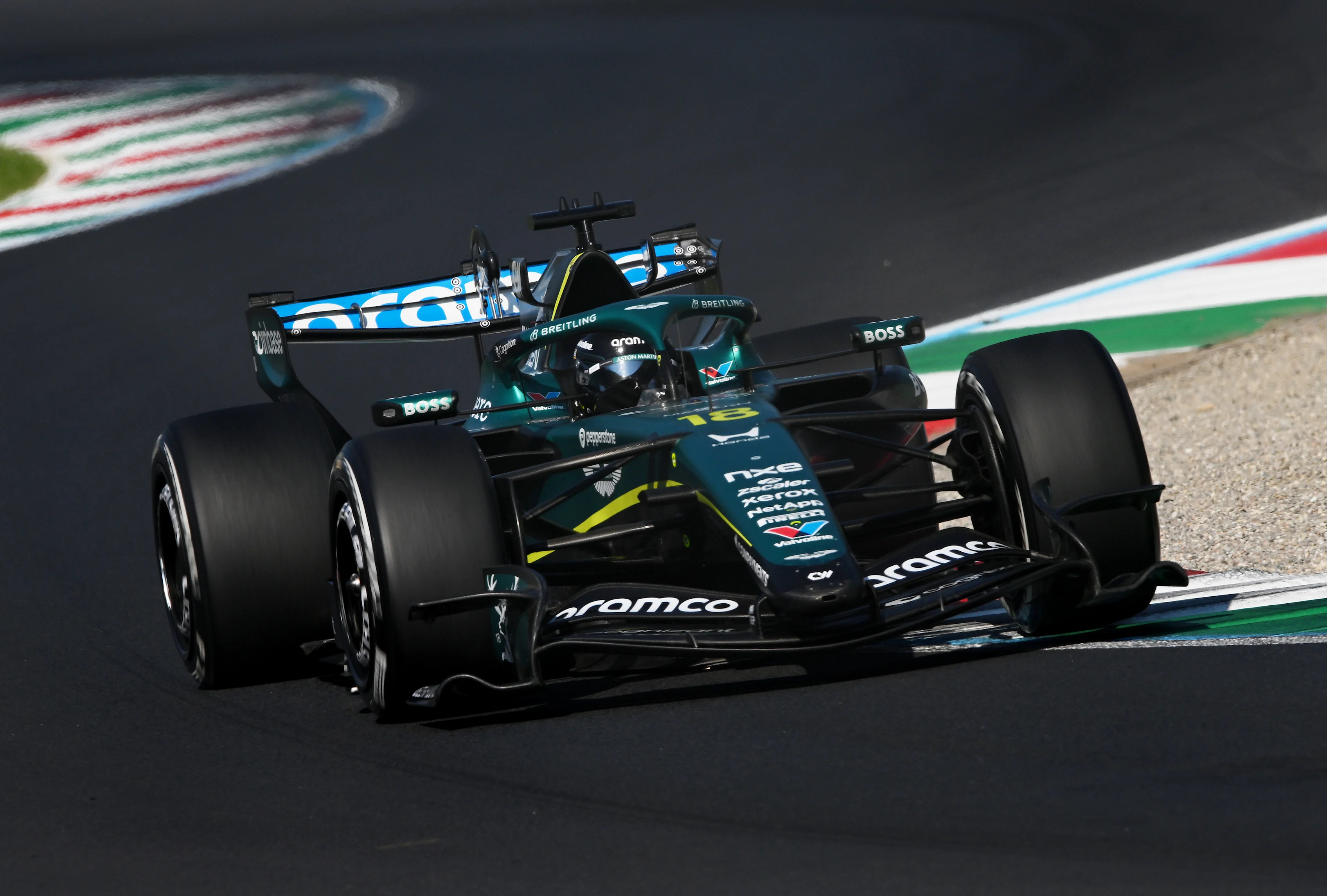 MONZA, ITALY - SEPTEMBER 06: Lance Stroll of Canada driving the (18) Aston Martin F1 Team AMR26