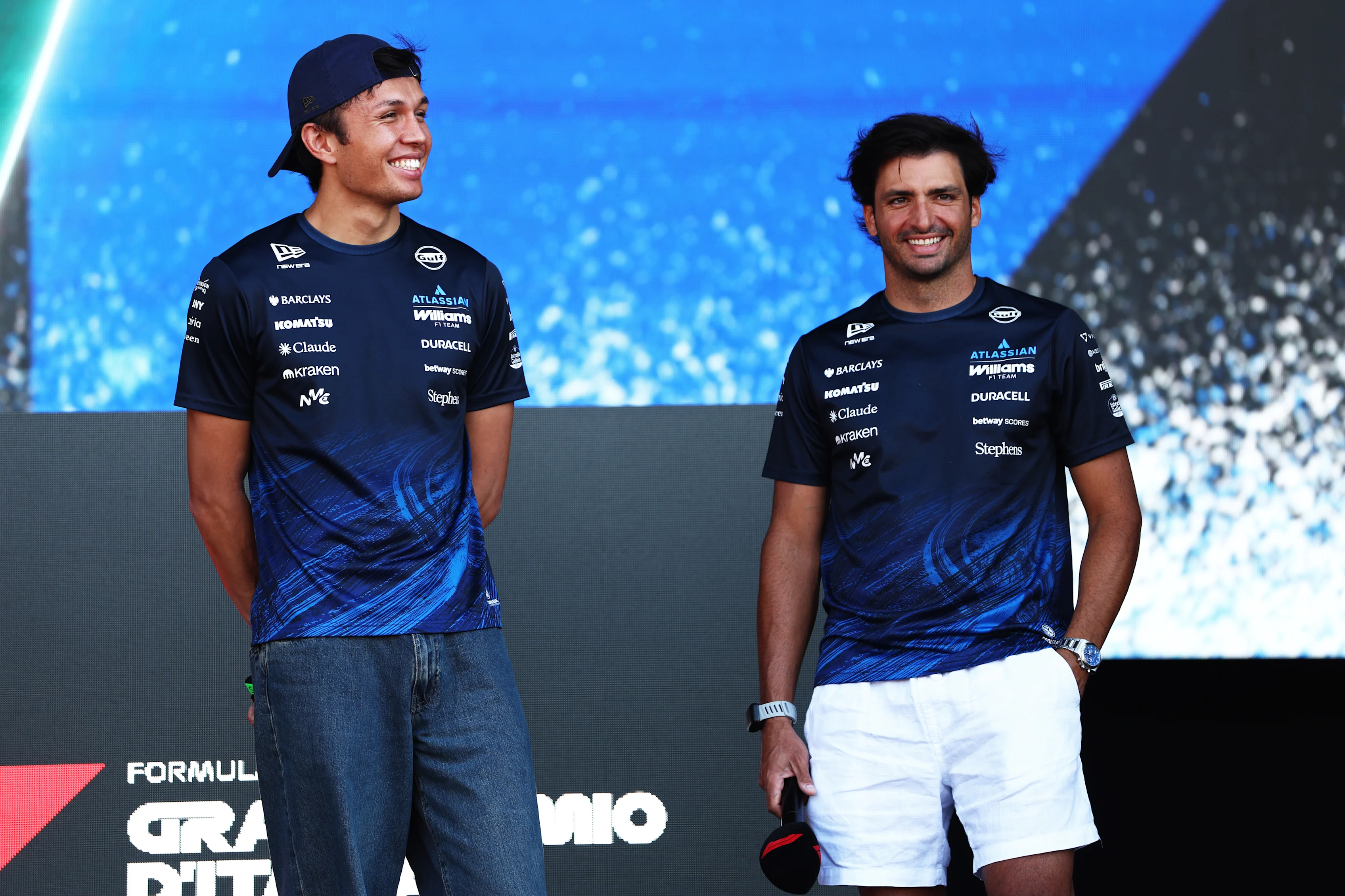 MONZA, ITALY - SEPTEMBER 04: Alexander Albon of Thailand and Williams and Carlos Sainz of Spain and