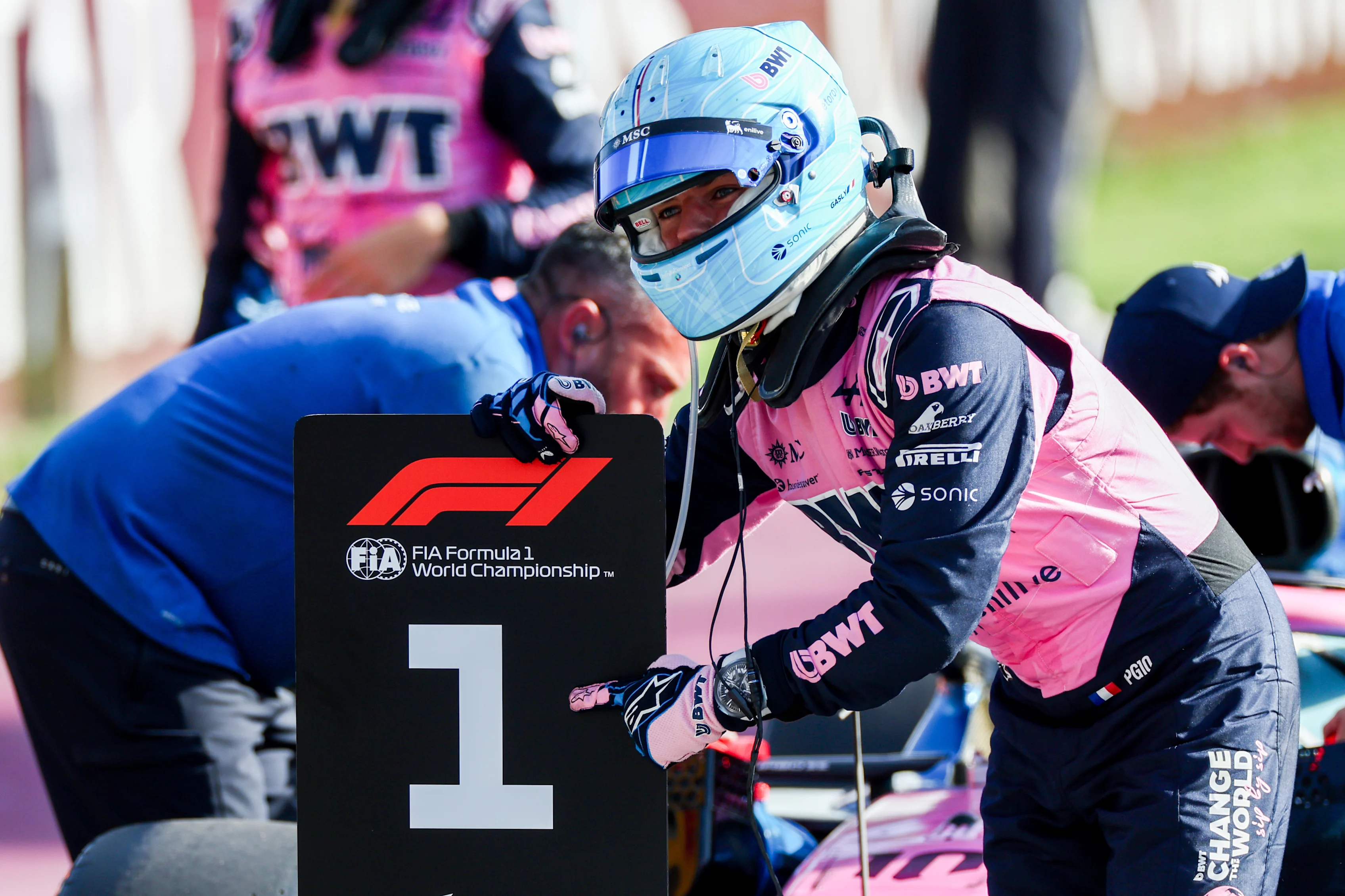 MONZA, ITALY - SEPTEMBER 05: Pole position qualifier Pierre Gasly of France and Alpine F1