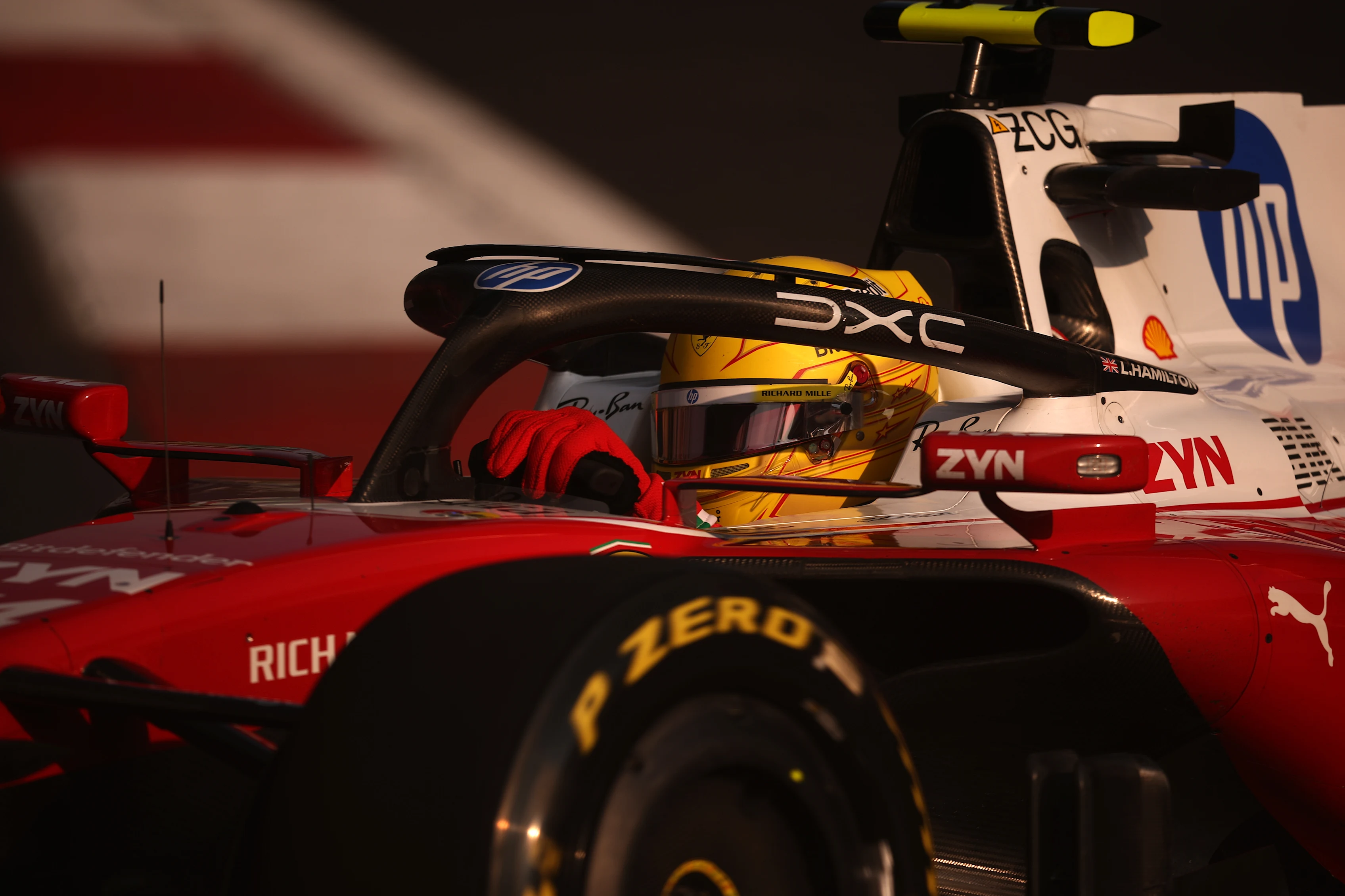 MEXICO CITY, MEXICO - OCTOBER 30: Lewis Hamilton of Great Britain driving the (44) Scuderia Ferrari