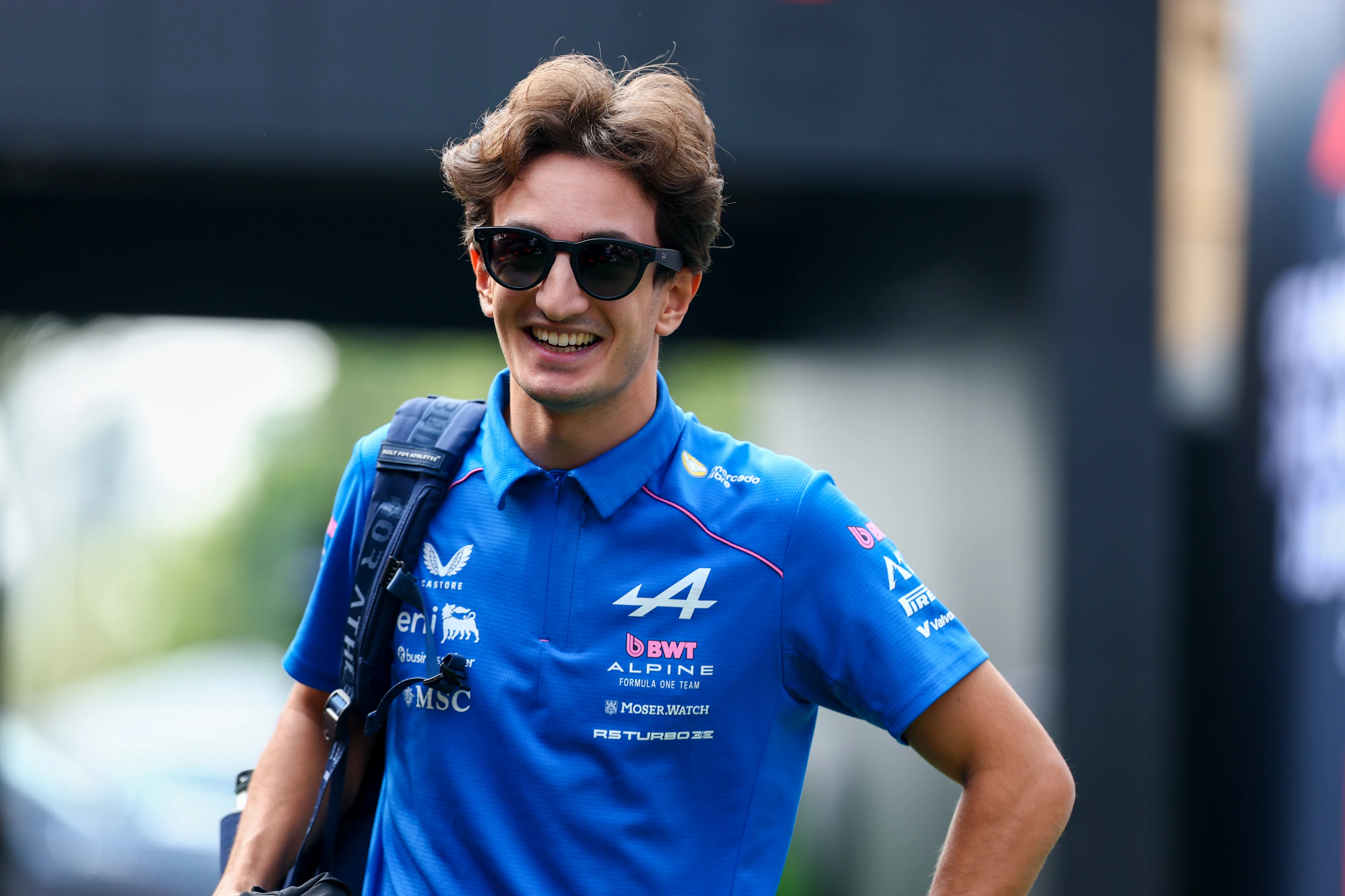 MEXICO CITY, MEXICO - OCTOBER 29: Gabriele Mini of Italy and Alpine F1 arrives in the Paddock