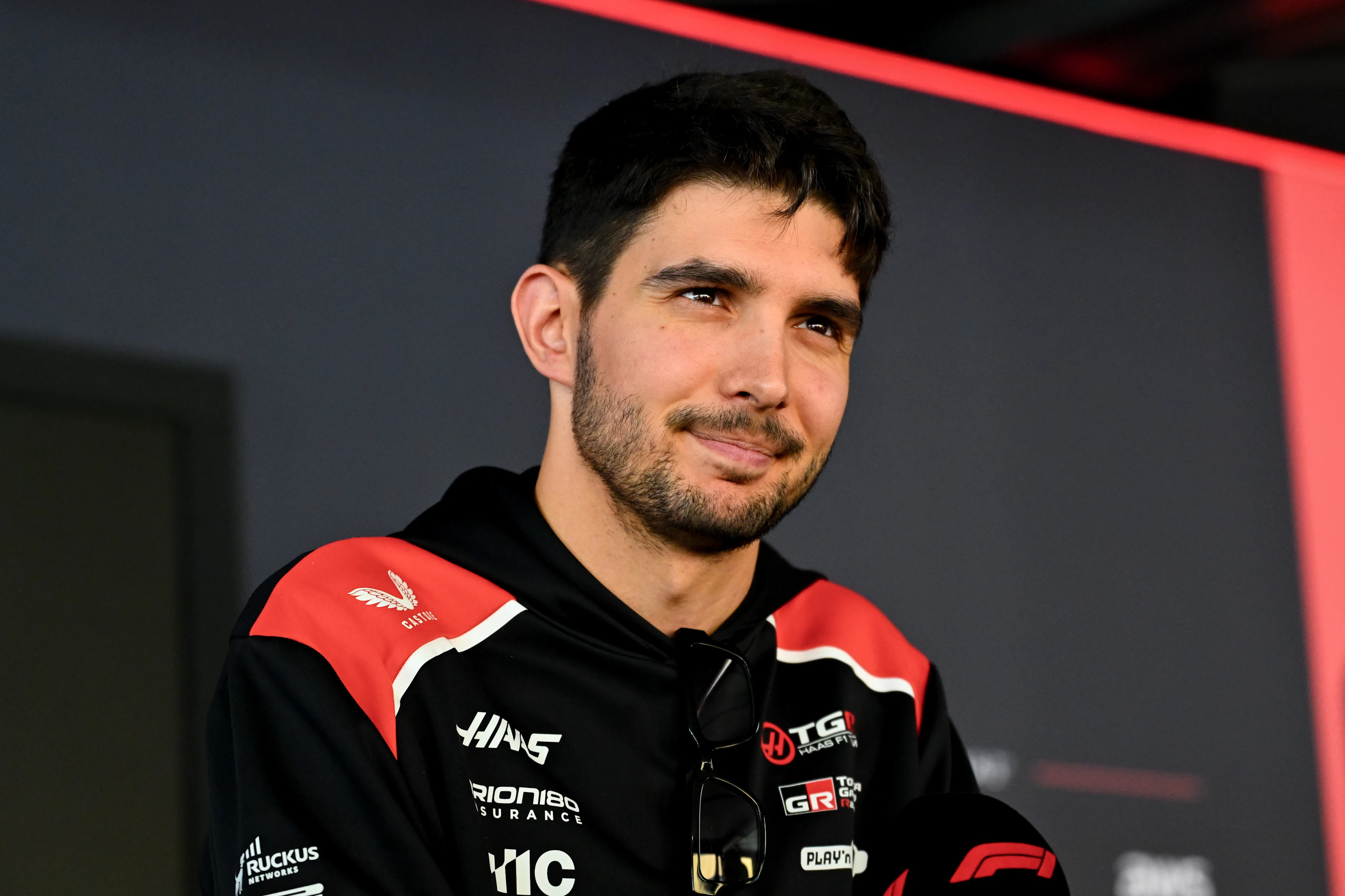 MEXICO CITY, MEXICO - OCTOBER 29: Esteban Ocon of France and Haas F1 talks to the media during