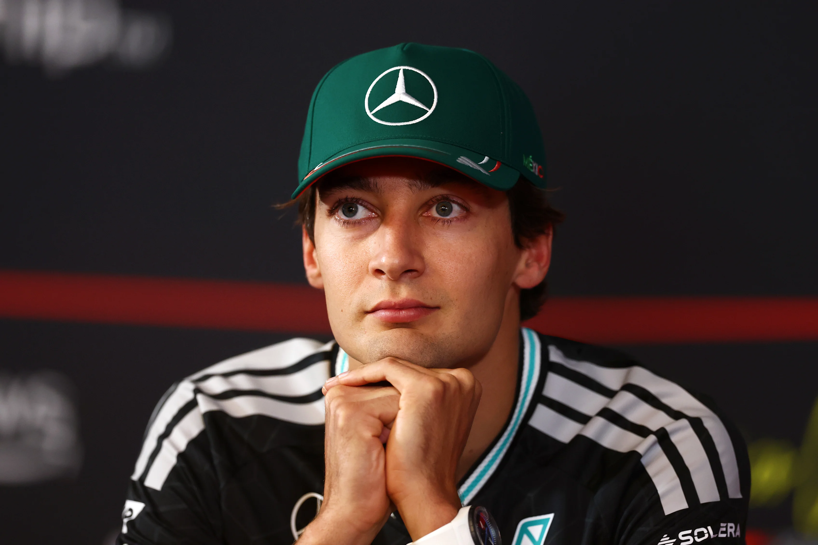 MEXICO CITY, MEXICO - OCTOBER 29: George Russell of Great Britain and Mercedes AMG Petronas F1 Team