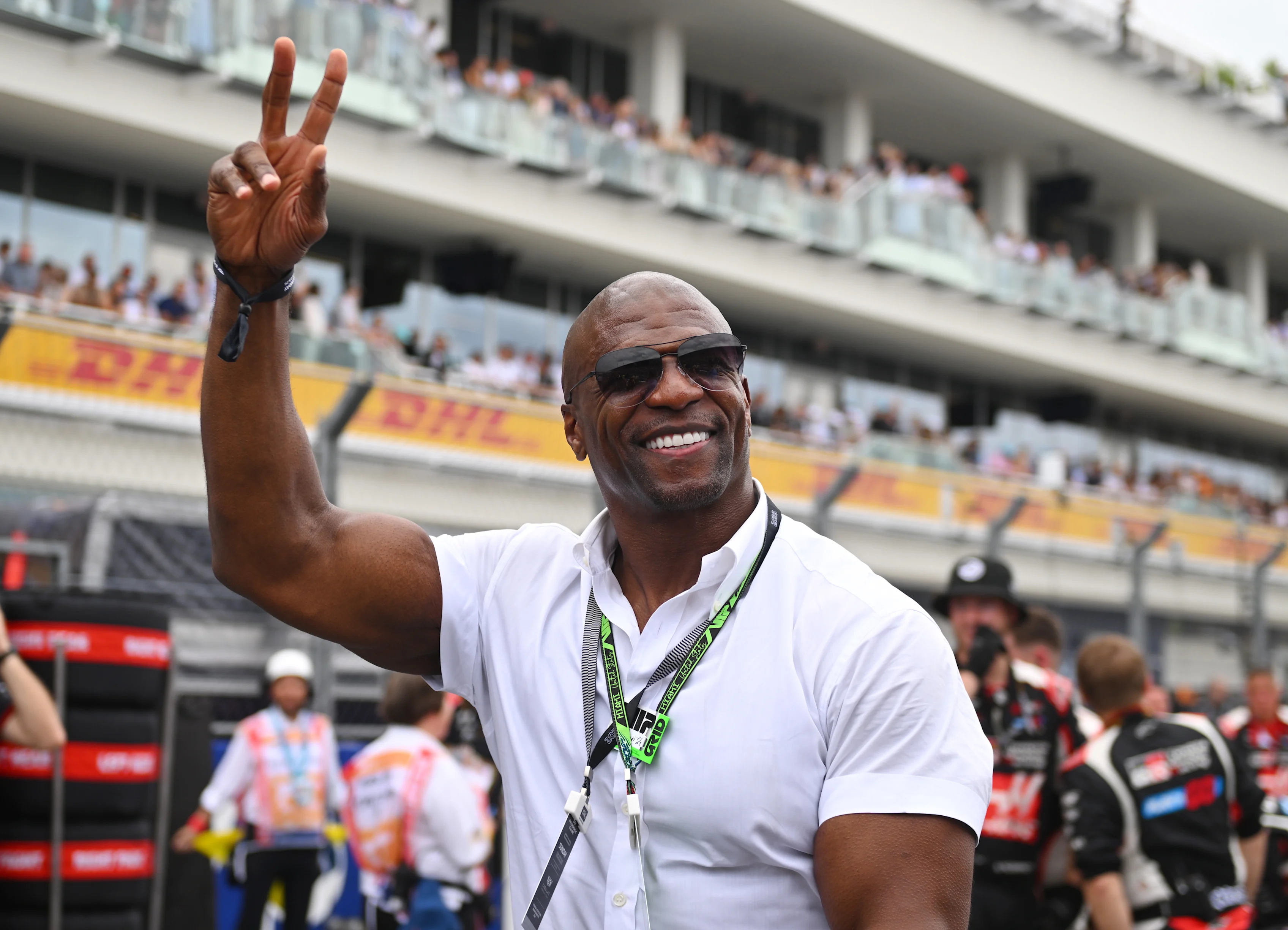 MIAMI, FLORIDA - MAY 03: Terry Crews on the grid during the F1 Grand Prix of Miami at Miami