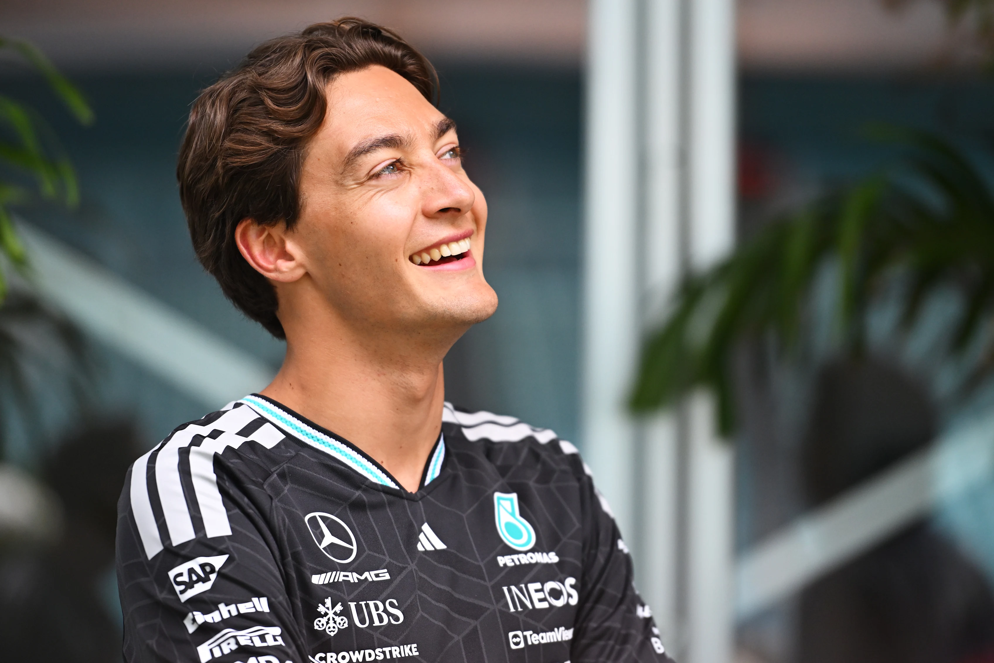 MIAMI, FLORIDA - APRIL 30: George Russell of Great Britain and Mercedes AMG Petronas F1 Team looks