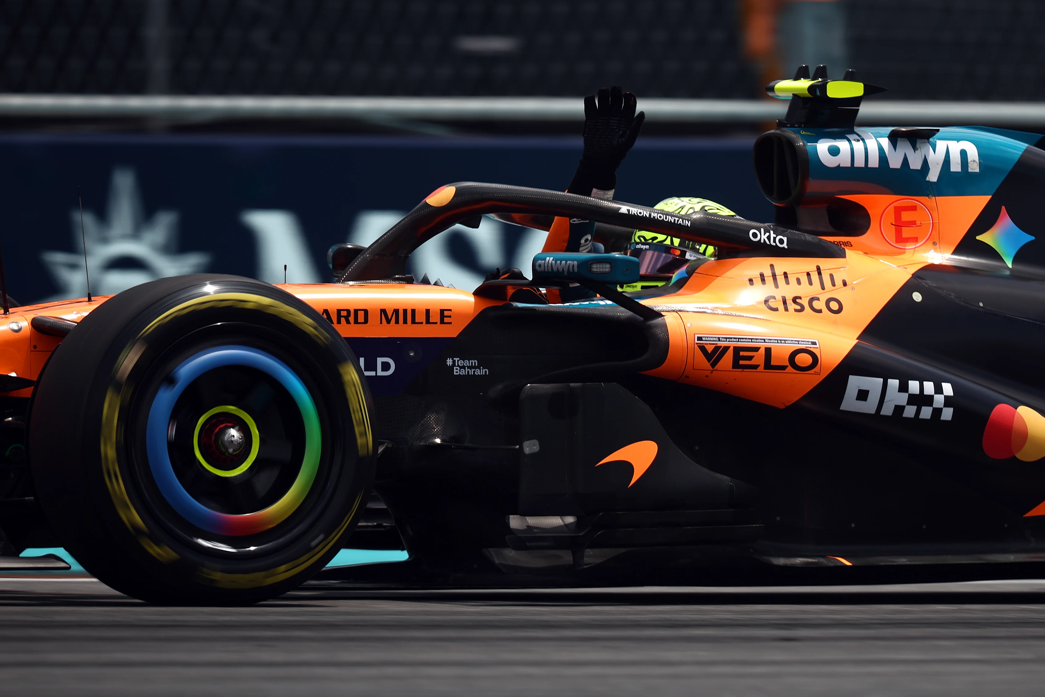 MIAMI, FLORIDA - MAY 02: Sprint winner Lando Norris of Great Britain and McLaren celebrates on his