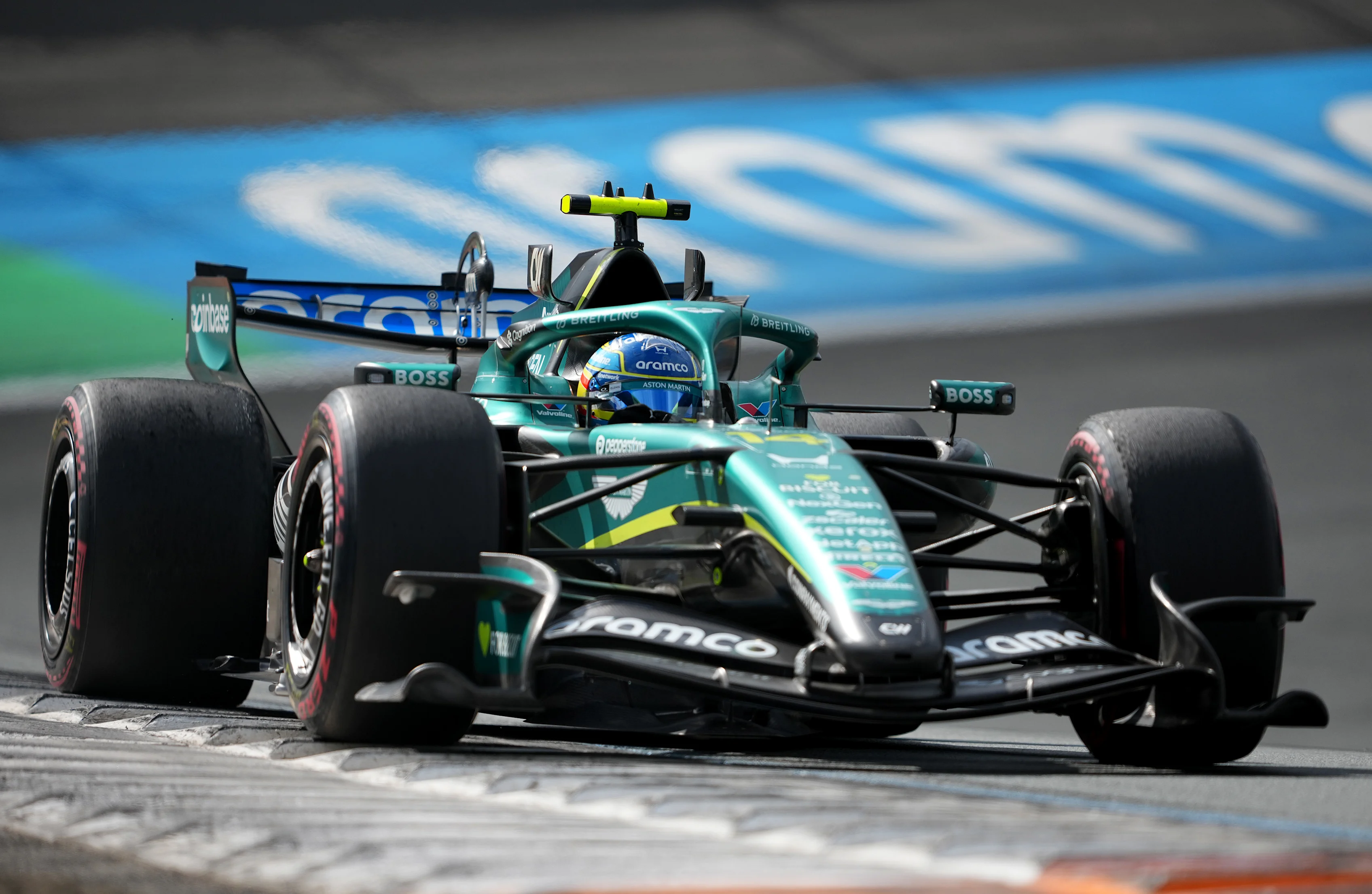 ZANDVOORT, NETHERLANDS - AUGUST 23: Fernando Alonso of Spain driving the (14) Aston Martin F1 Team