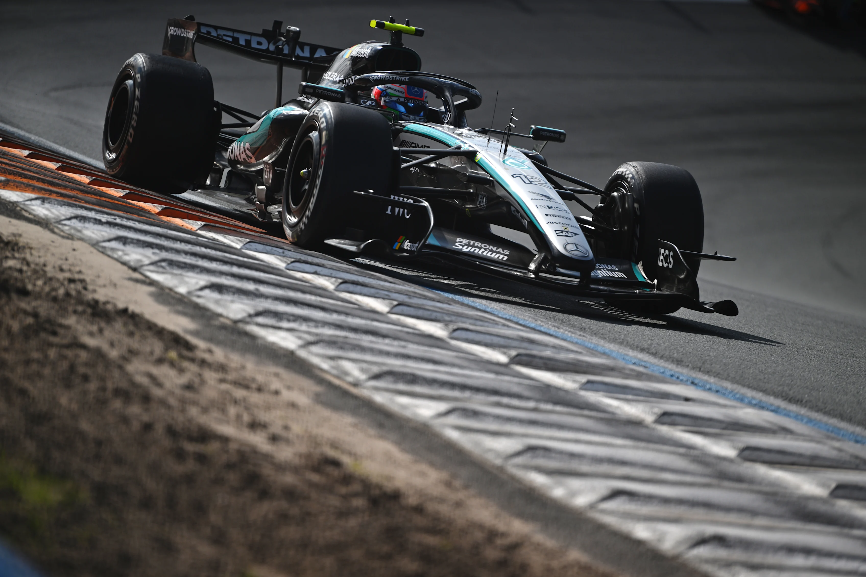 ZANDVOORT, NETHERLANDS - AUGUST 23:  Andrea Kimi Antonelli of Italy driving the (12) Mercedes AMG