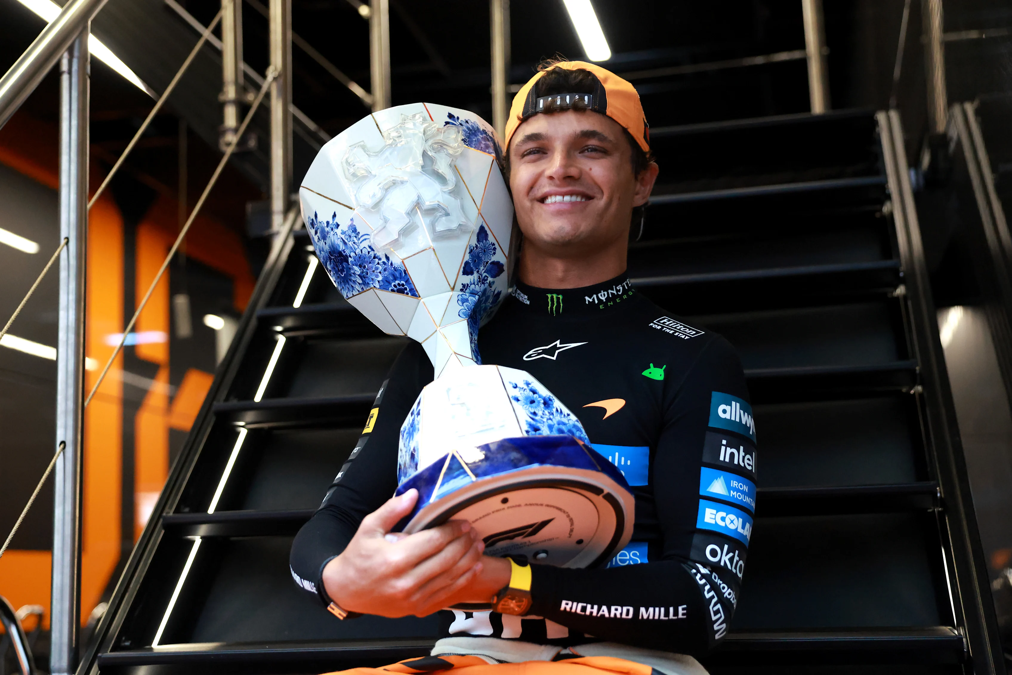 ZANDVOORT, NETHERLANDS - AUGUST 23: Race winner Lando Norris of Great Britain and McLaren