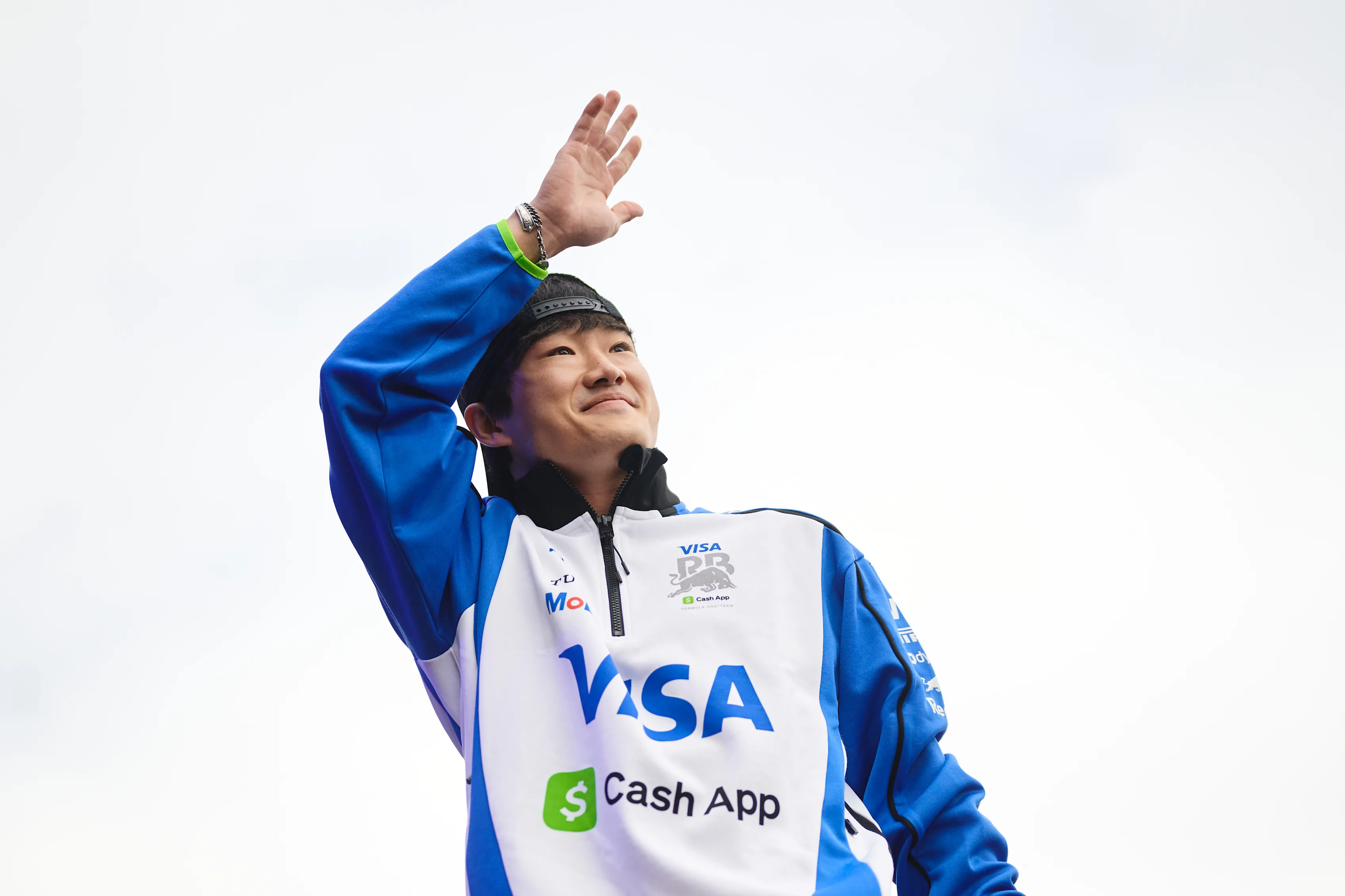 ZANDVOORT, NETHERLANDS - AUGUST 21: Yuki Tsunoda of Japan and Visa Cash App Racing Bulls on stage