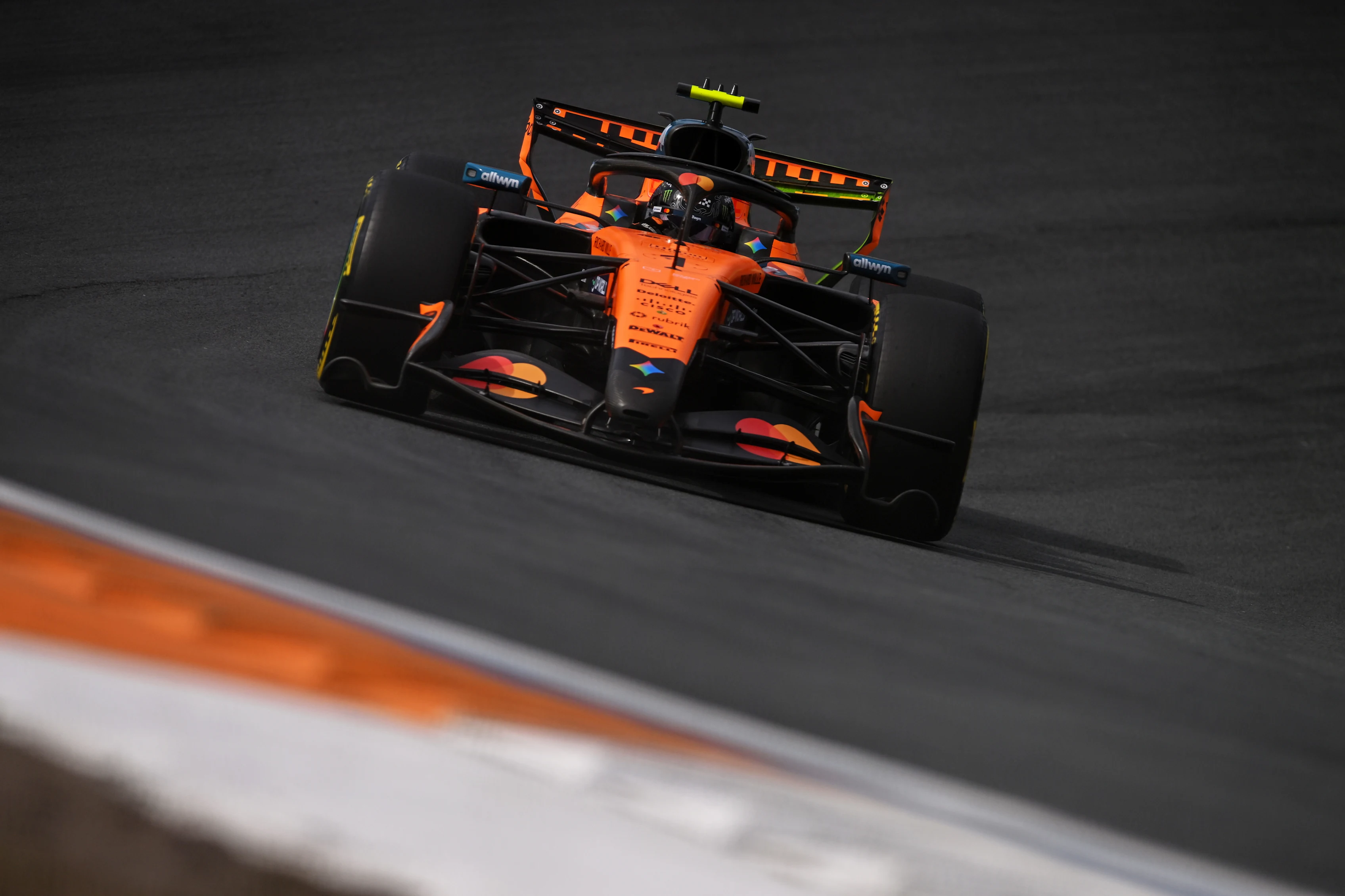 ZANDVOORT, NETHERLANDS - AUGUST 21: Lando Norris of Great Britain driving the (1) McLaren MCL40