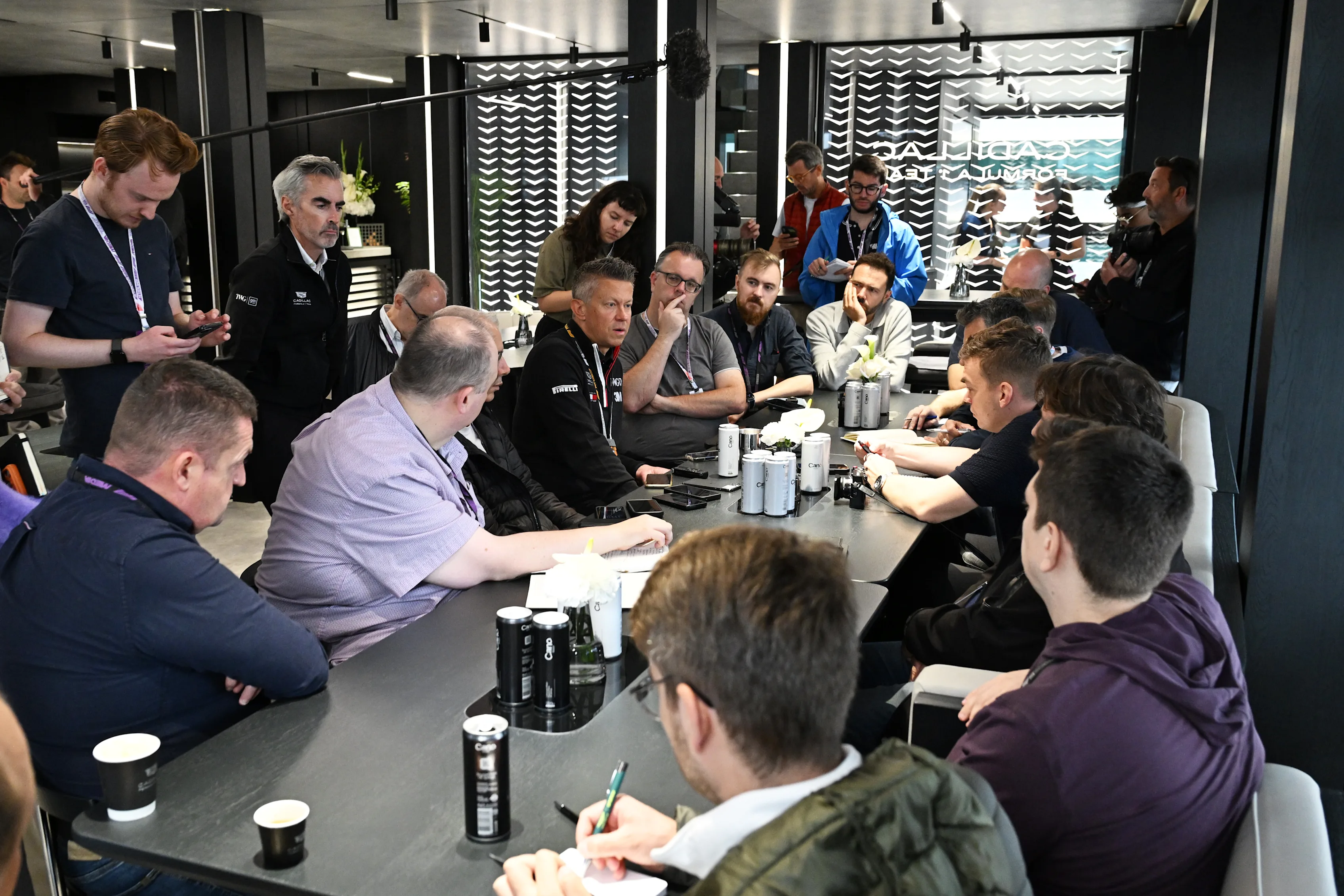 ZANDVOORT, NETHERLANDS - AUGUST 20: Marcin Budkowski, Team Principal of Cadillac F1 Team talks to