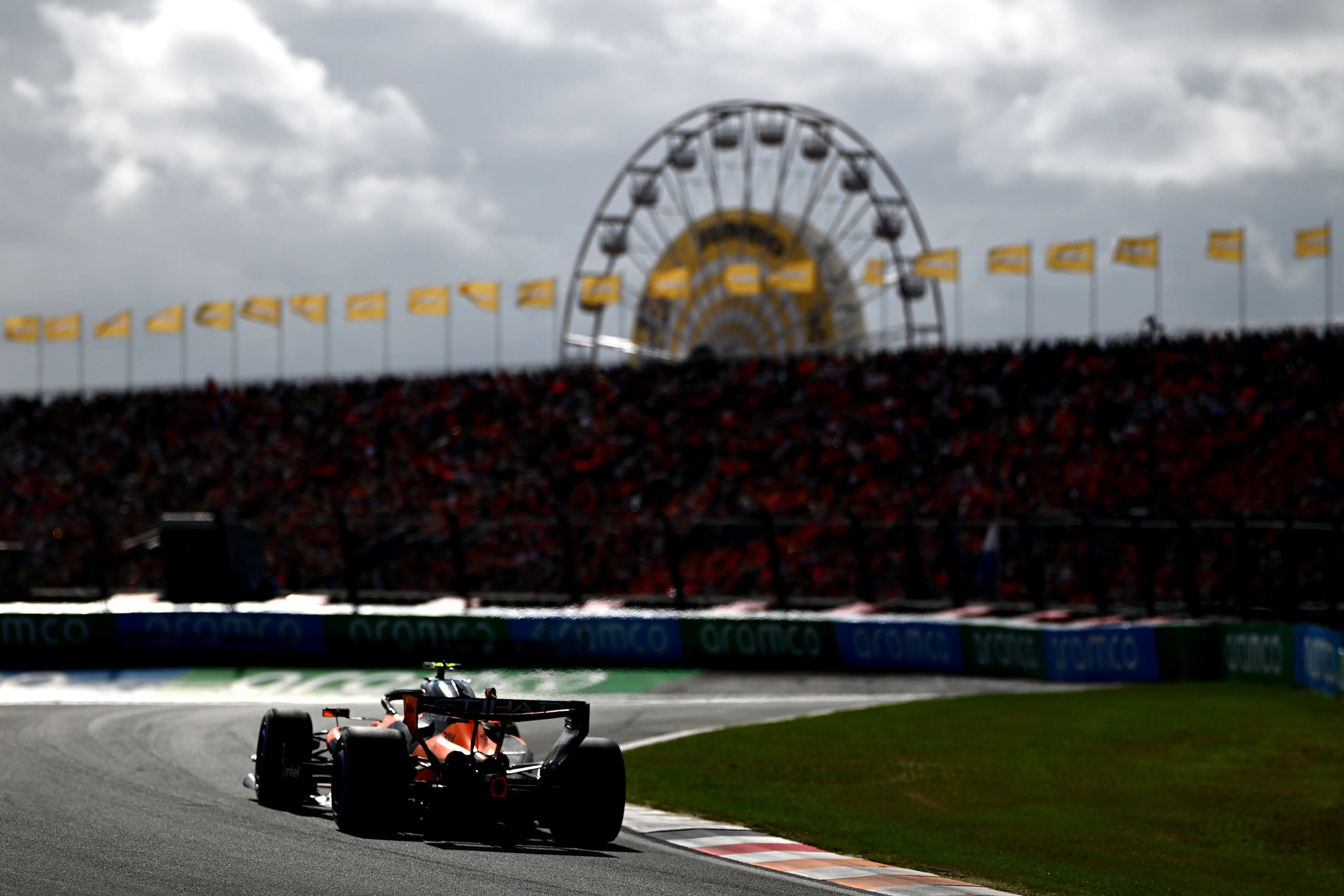 ZANDVOORT, NETHERLANDS - AUGUST 22: Lando Norris of Great Britain driving the (1) McLaren MCL40