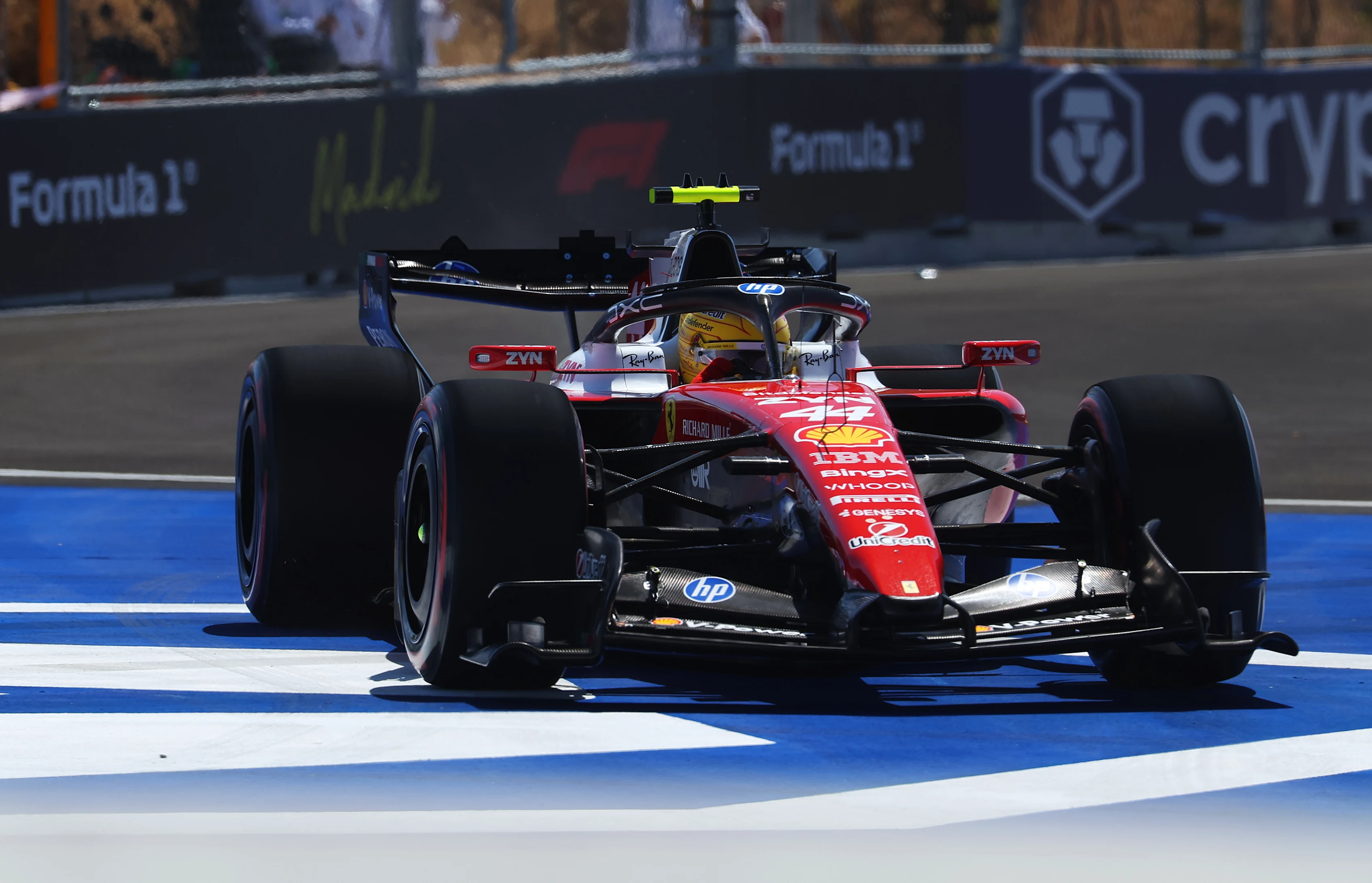 MADRID, SPAIN - SEPTEMBER 13: Lewis Hamilton of Great Britain driving the (44) Scuderia Ferrari