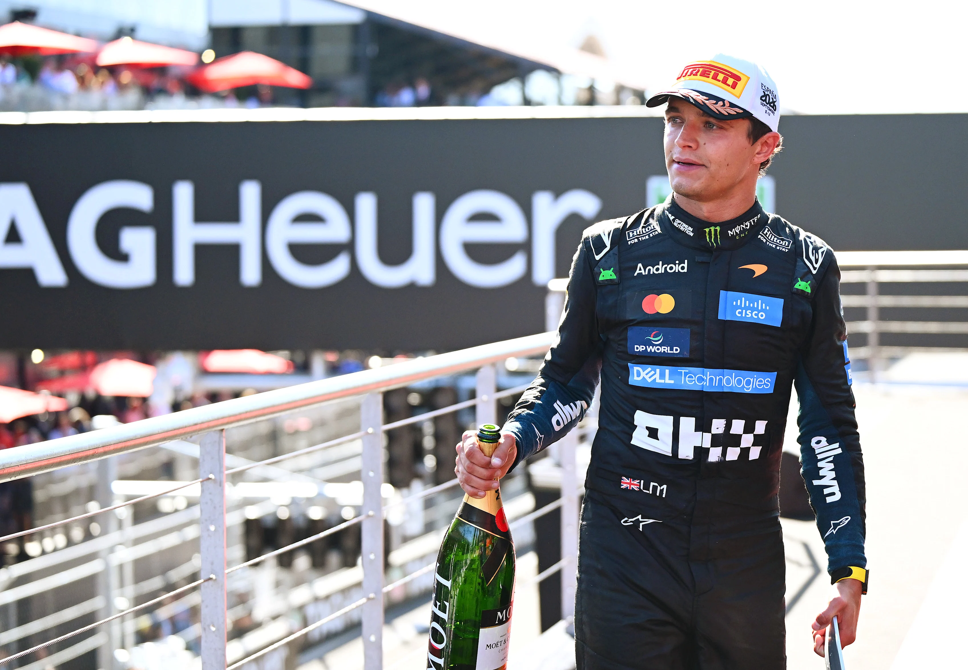 MADRID, SPAIN - SEPTEMBER 13: Third placed Lando Norris of Great Britain and McLaren leaves the