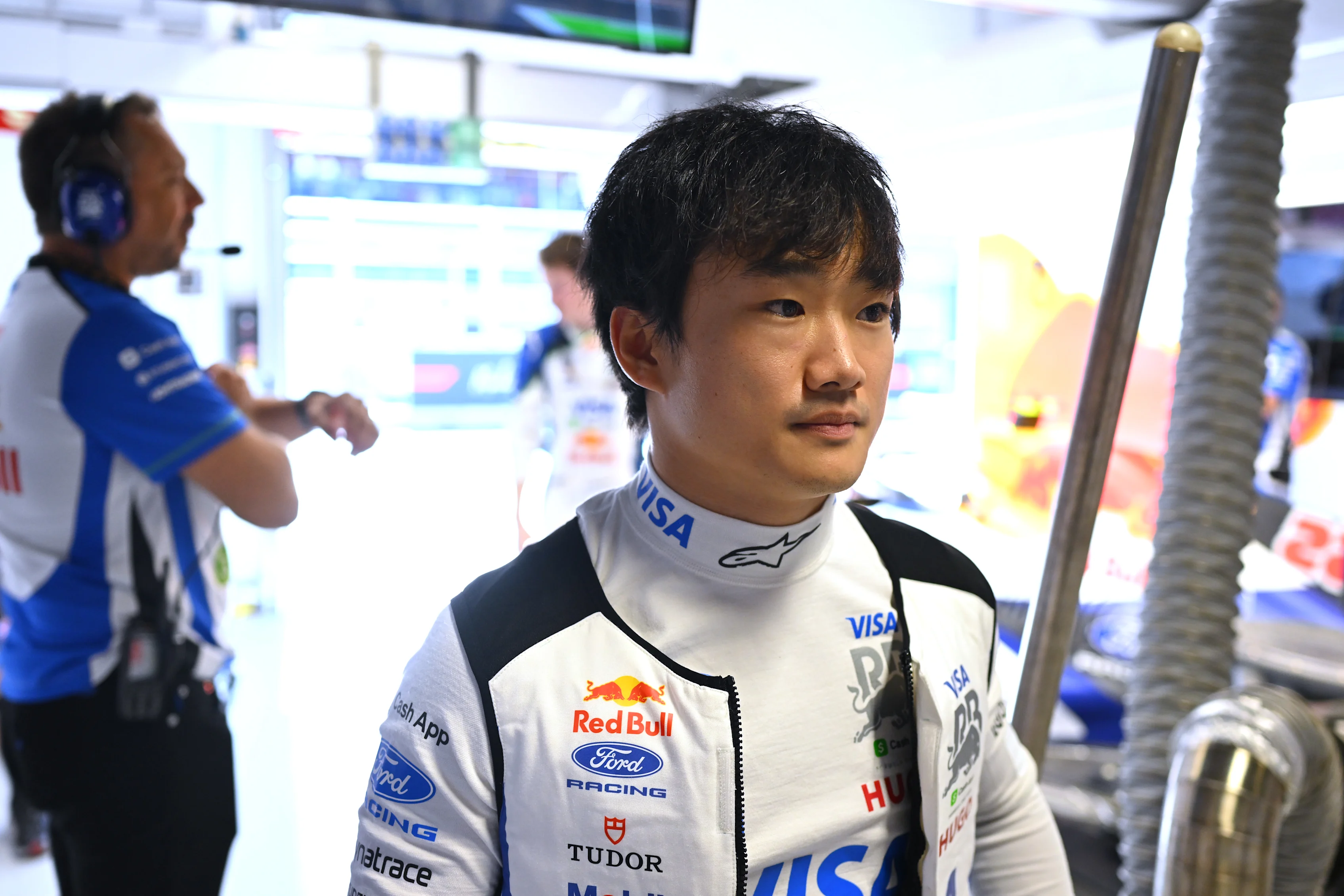 MADRID, SPAIN - SEPTEMBER 13: Yuki Tsunoda of Japan and Visa Cash App Racing Bulls looks on in the
